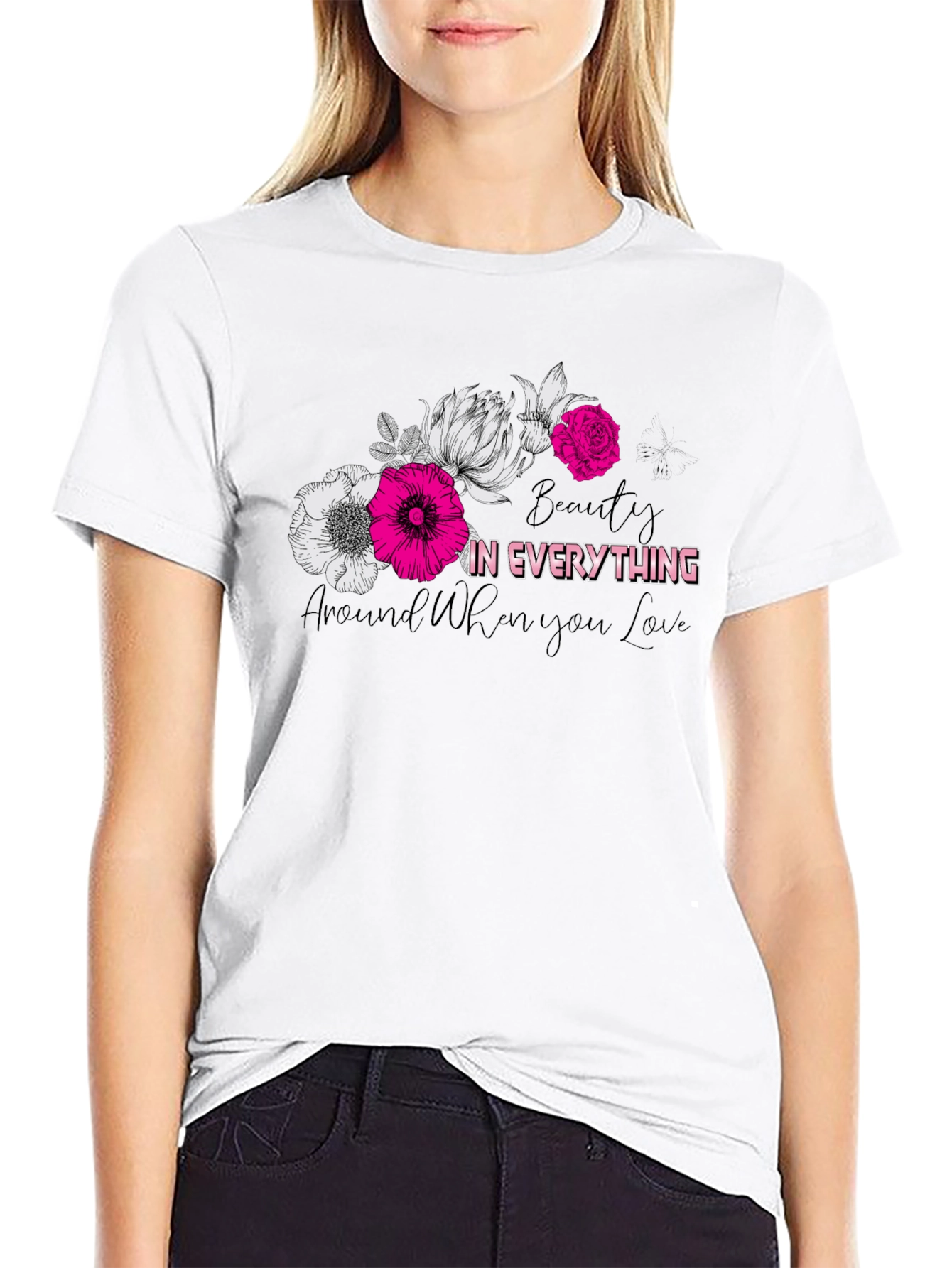 Floral Beauty in Everything Graphic T-Shirt