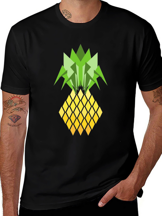 Geometric Pineapple Graphic Tee - Black T-Shirt