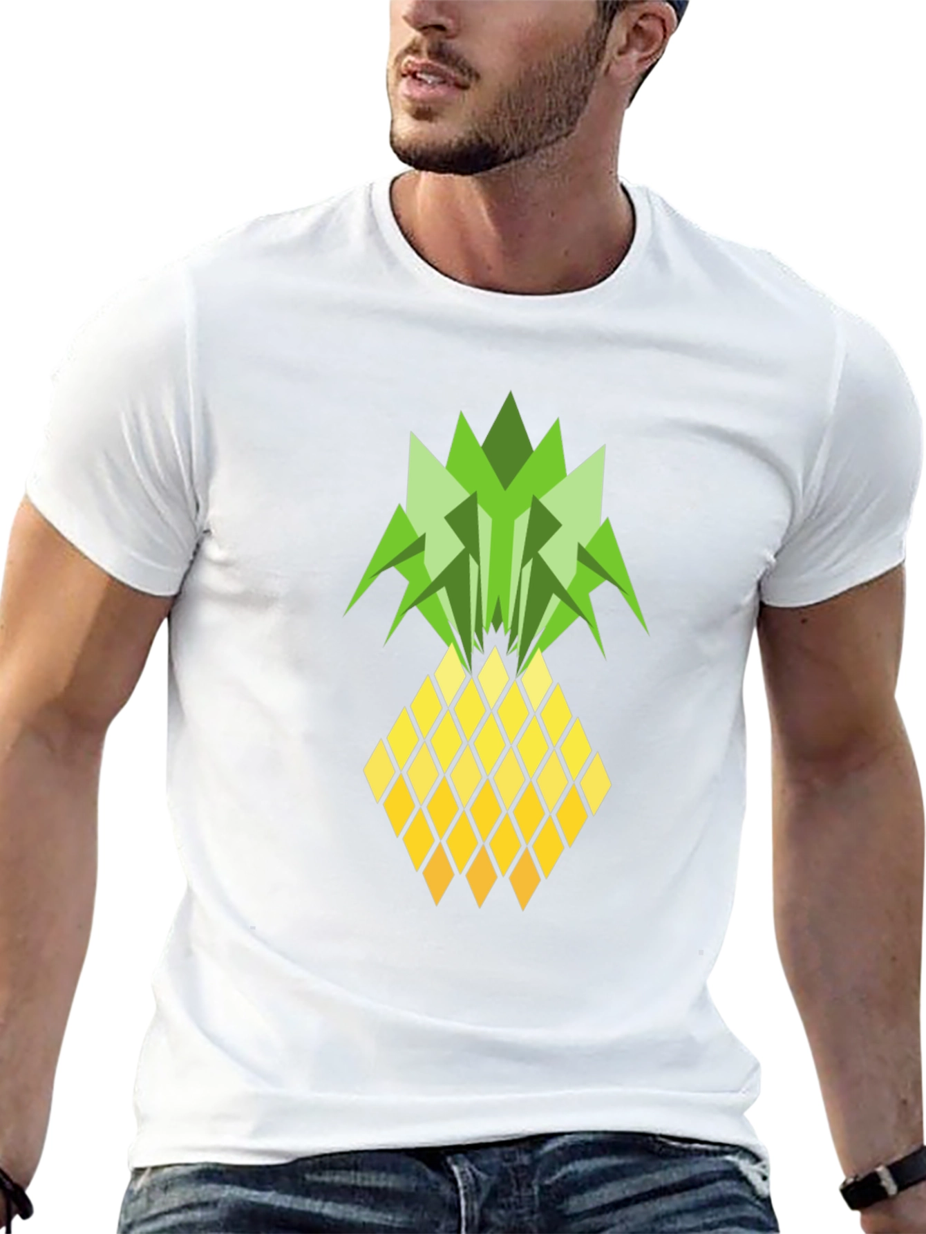 Geometric Pineapple Graphic Tee - Black T-Shirt