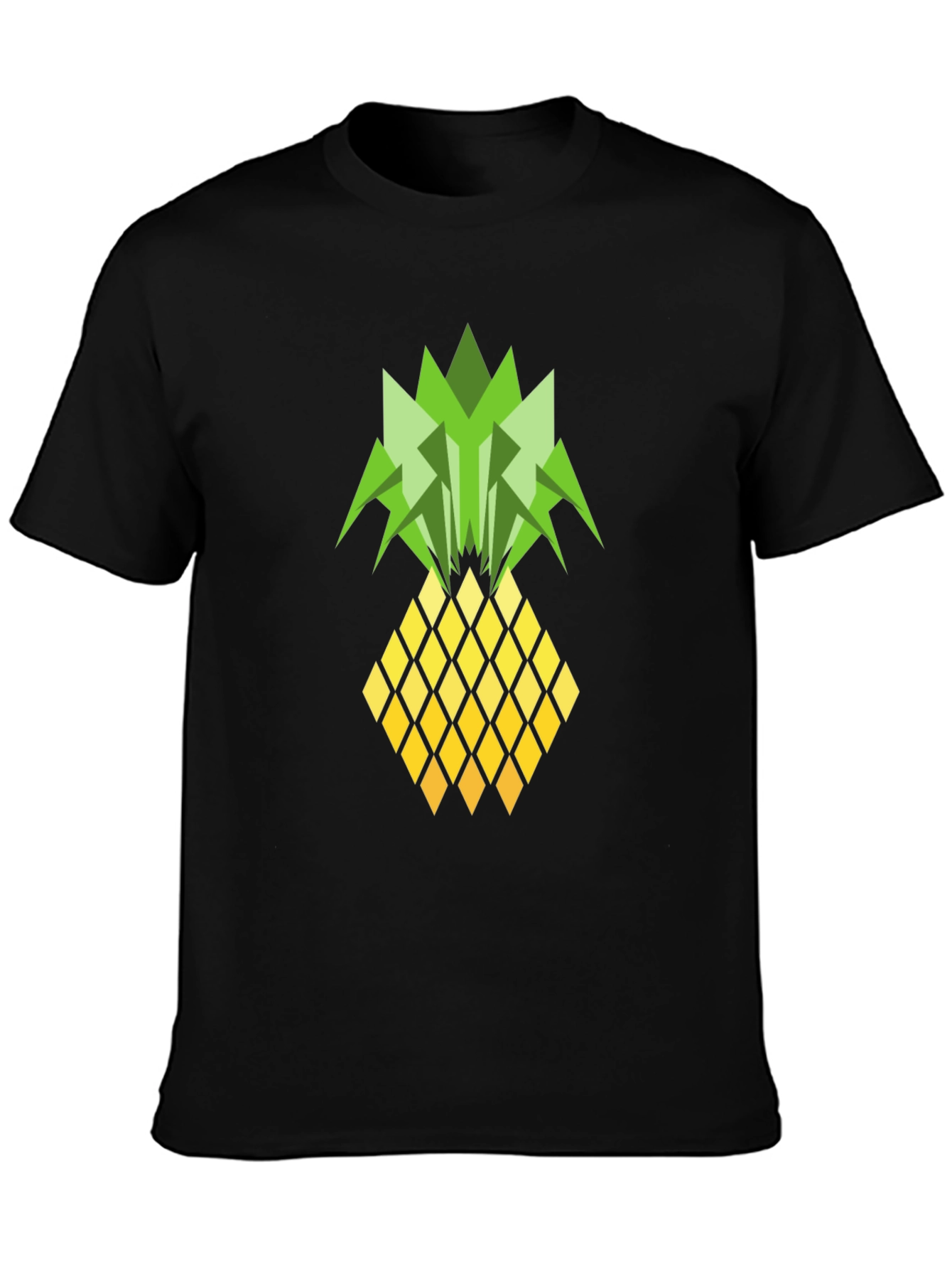 Geometric Pineapple Graphic Tee - Black T-Shirt