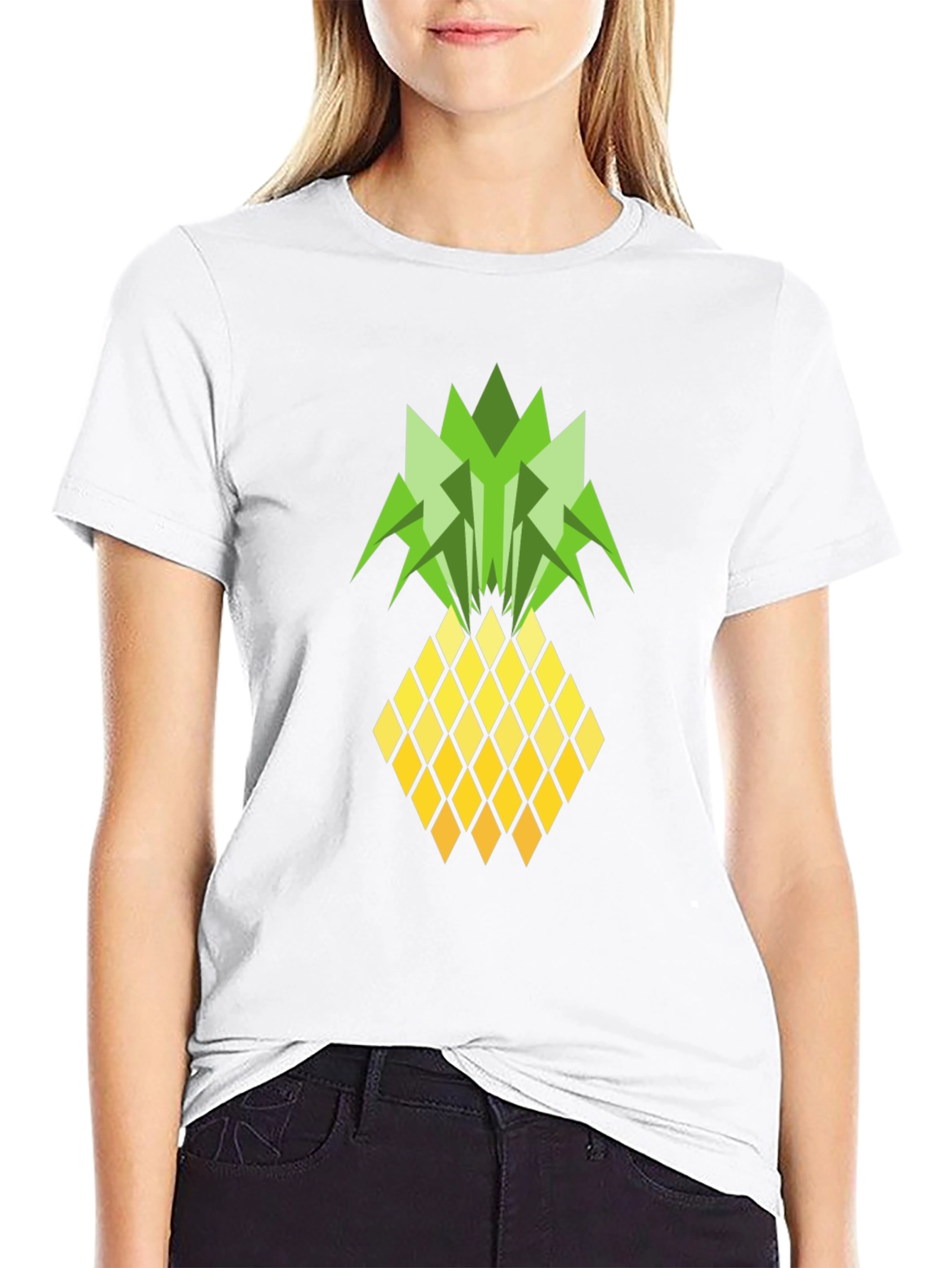Geometric Pineapple Graphic Tee - Black T-Shirt