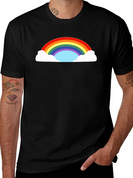 Rainbow Cloud Graphic Black T-Shirt