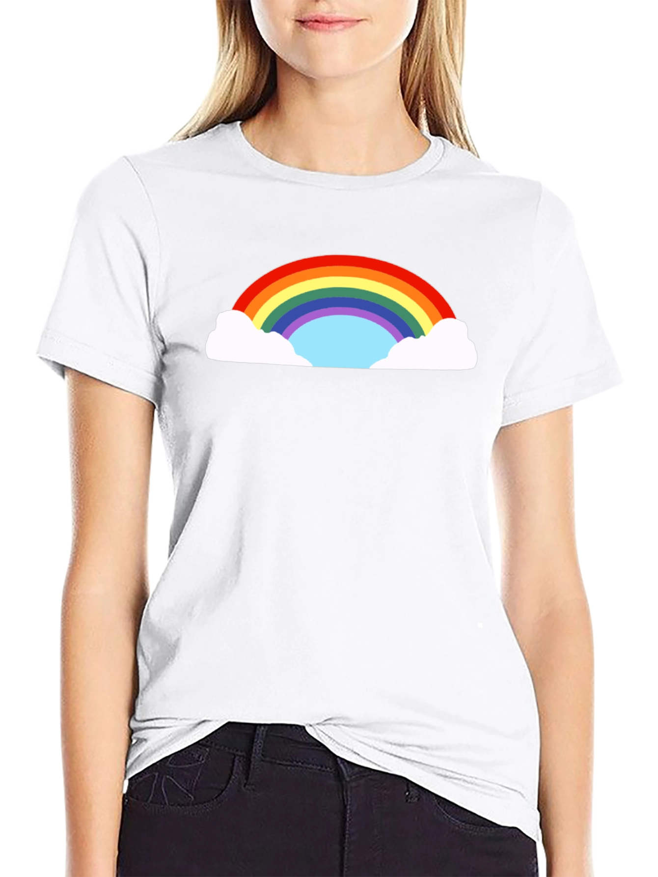 Rainbow Cloud Graphic Black T-Shirt