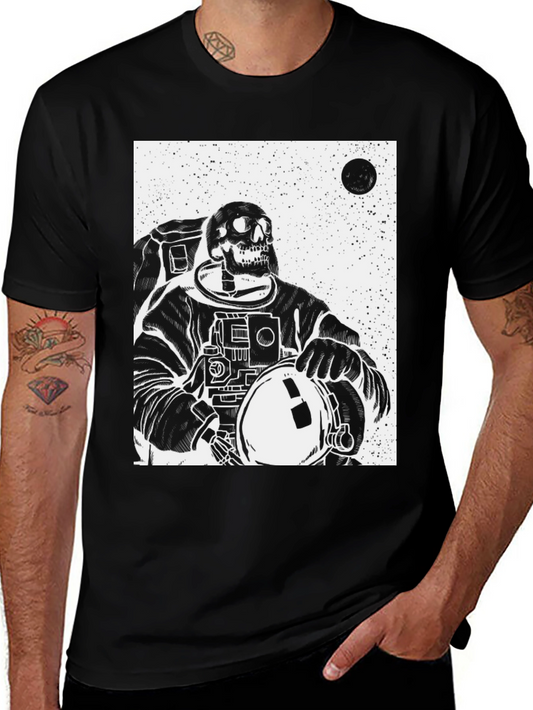 Astronaut Skeleton Graphic T-Shirt - Black