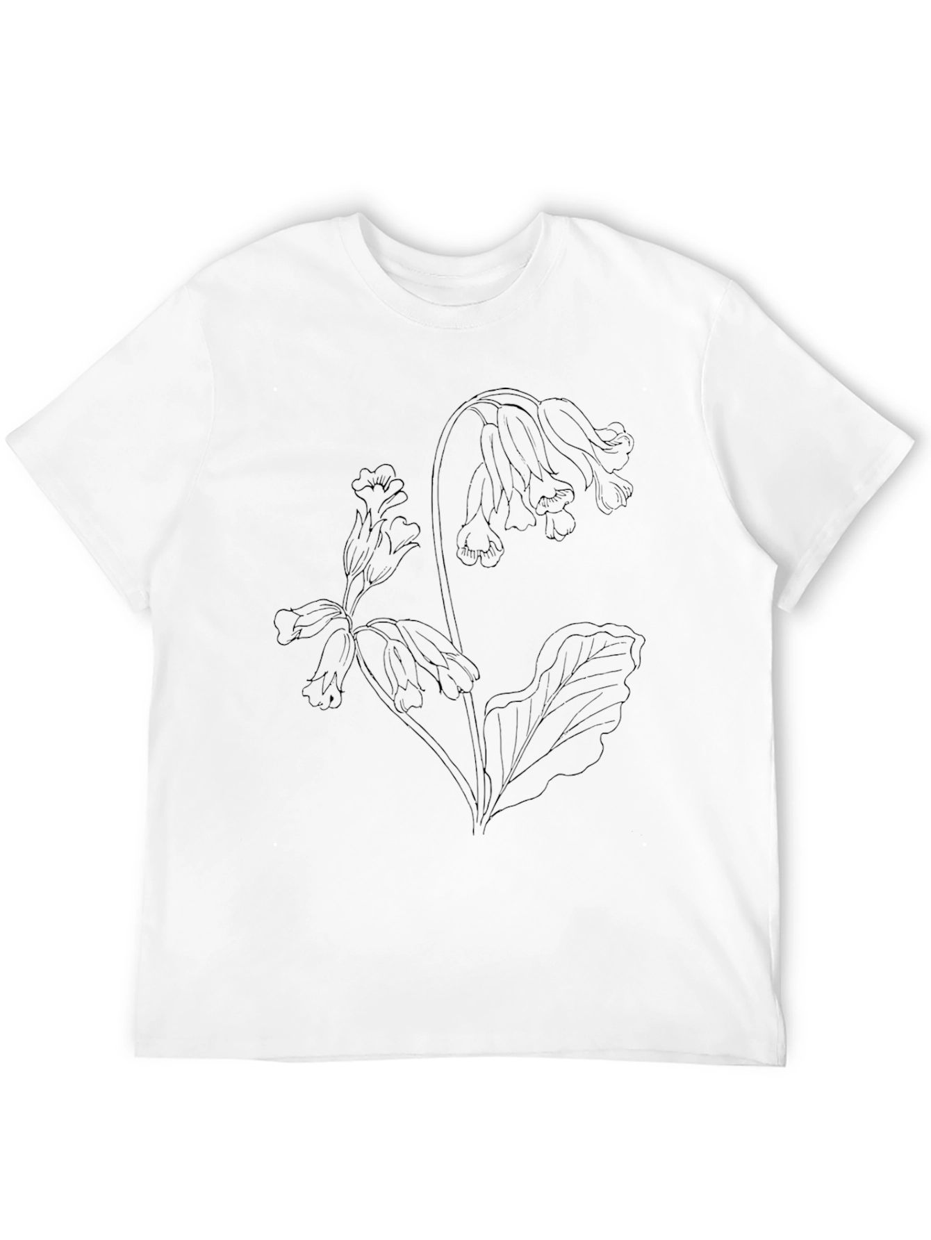 Black Floral Line Art T-Shirt
