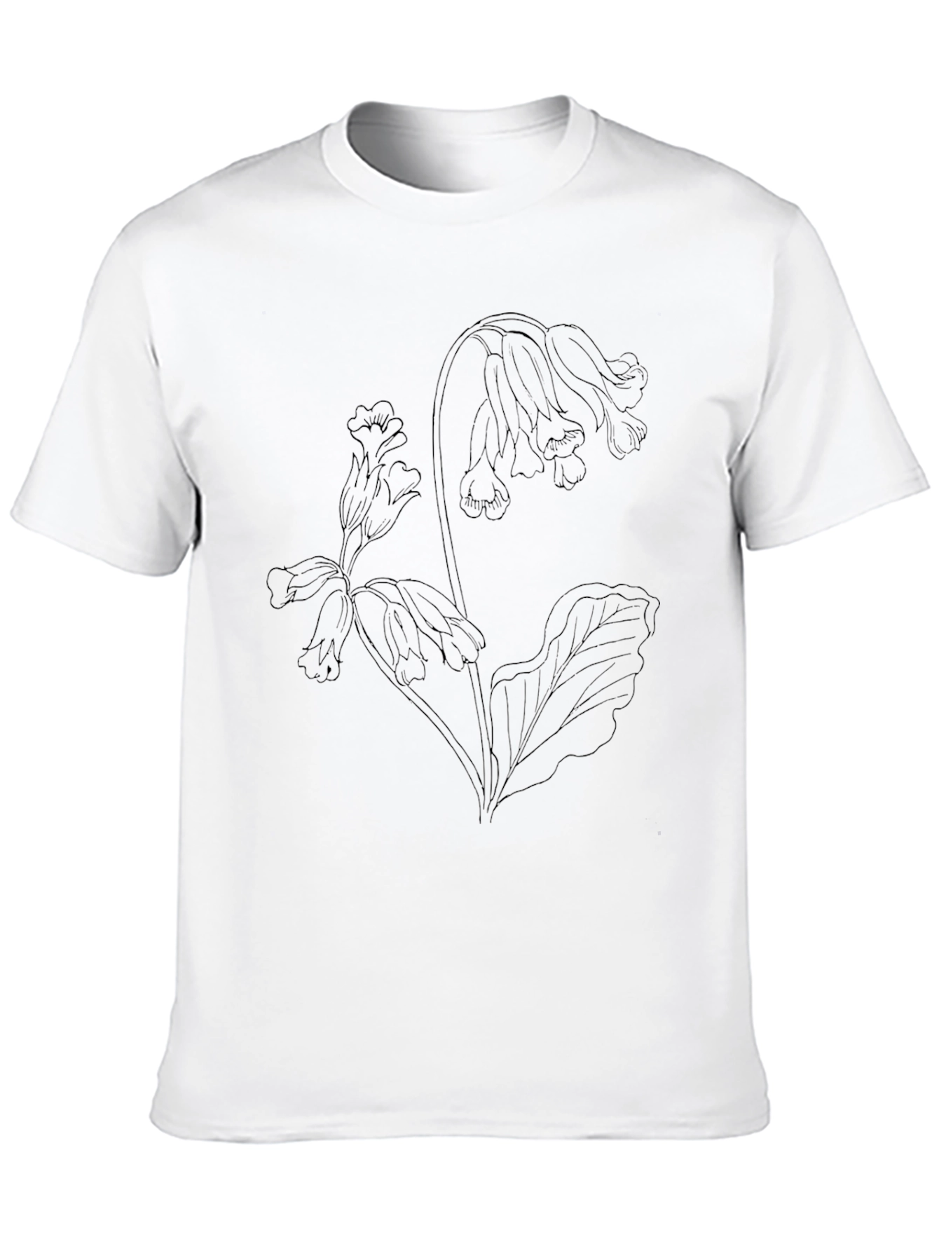 Black Floral Line Art T-Shirt