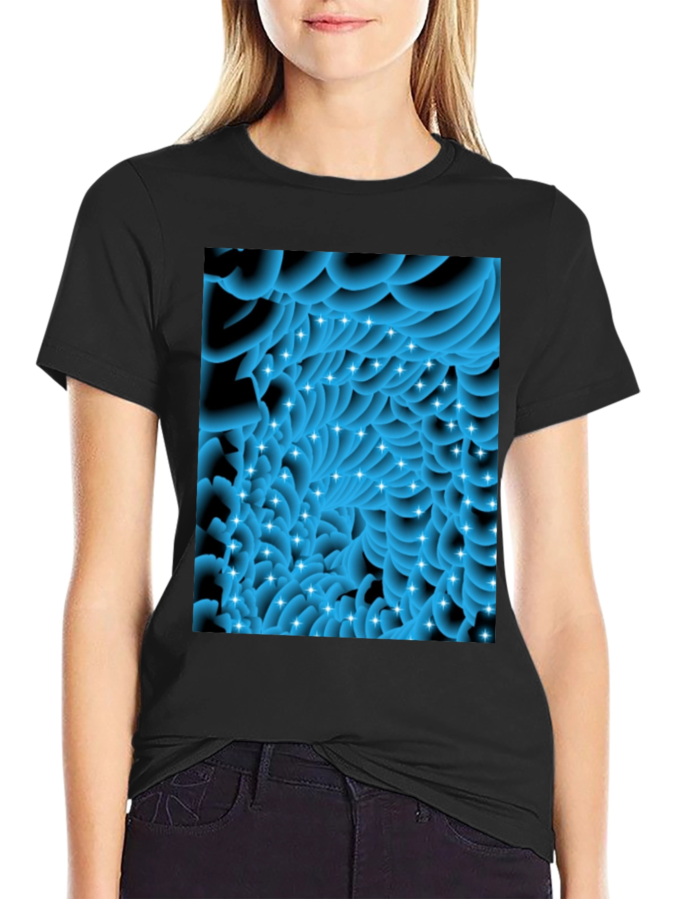 Abstract Swirls Tee - Modern Graphic Black T-Shirt