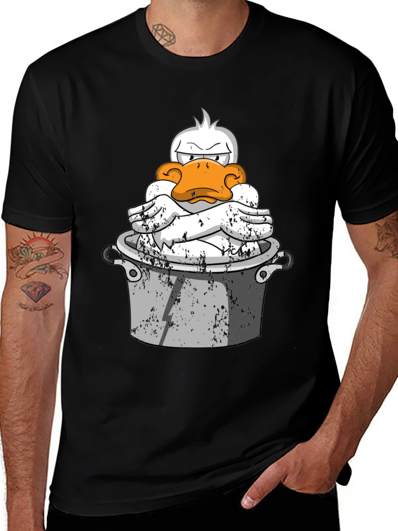 Funny Duck in Pot Graphic T-Shirt