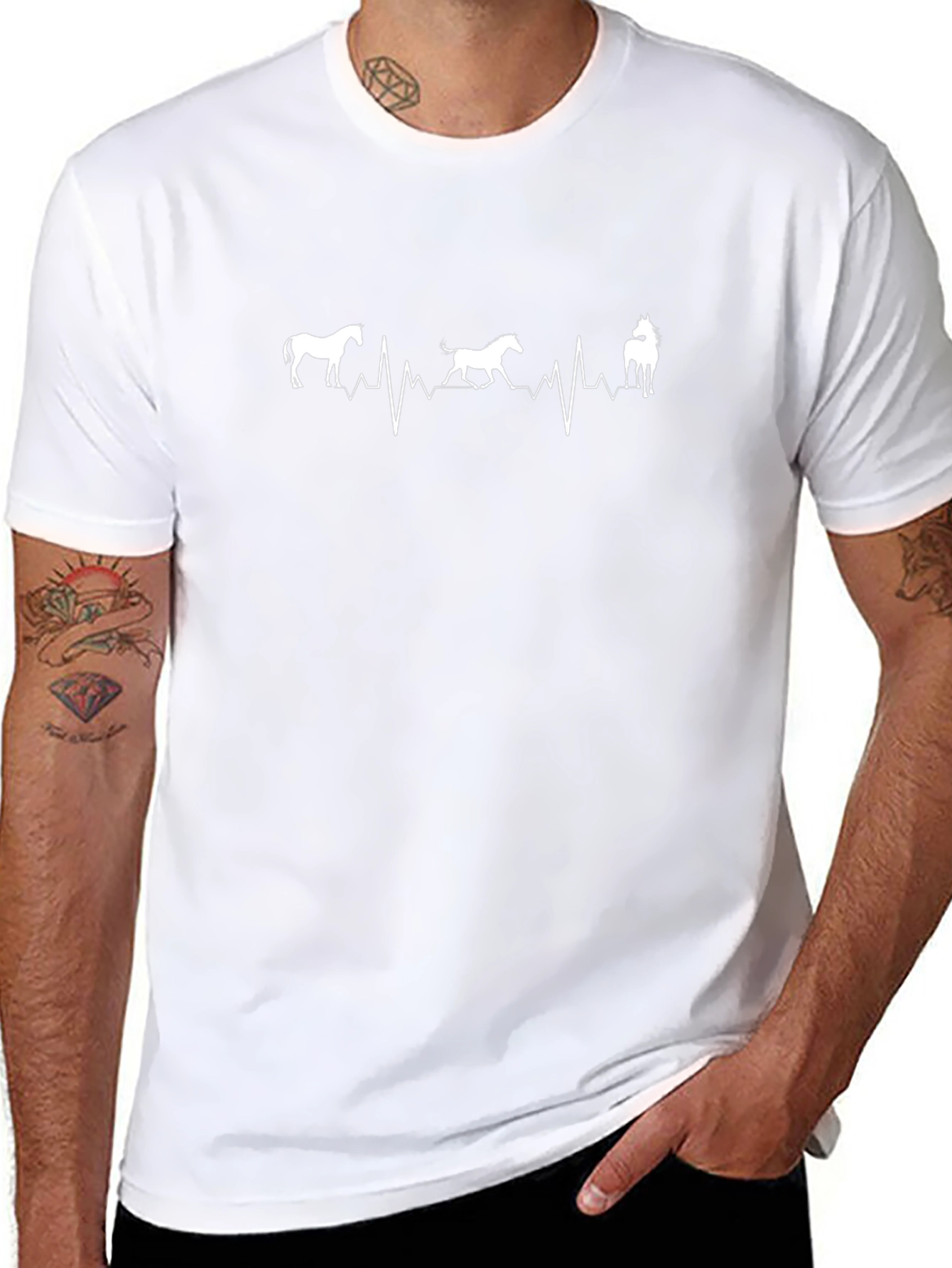 Horse Heartbeat Graphic T-Shirt - Equestrian Style