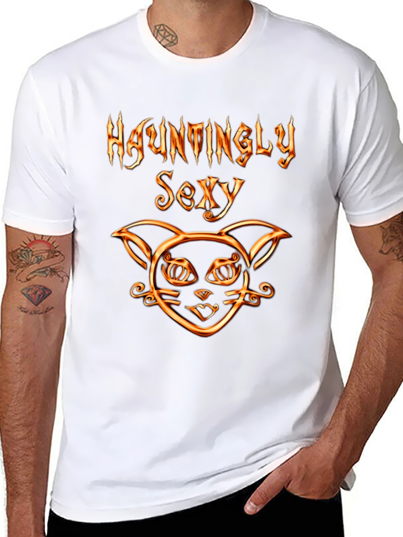 Hauntingly Sexy Cat Graphic T-Shirt