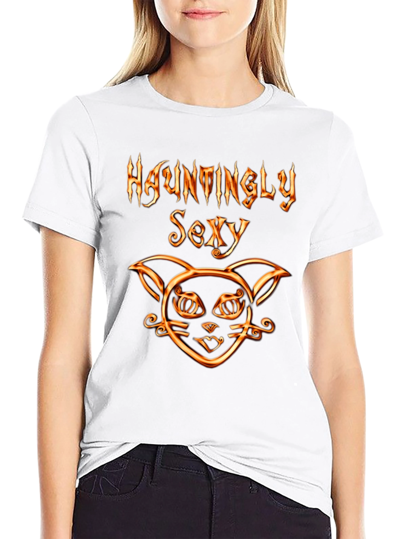 Hauntingly Sexy Cat Graphic T-Shirt