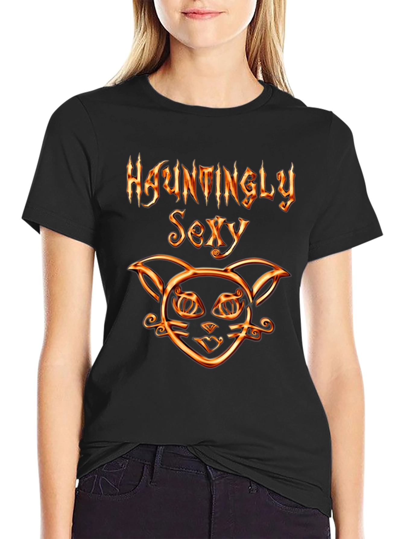 Hauntingly Sexy Cat Graphic T-Shirt