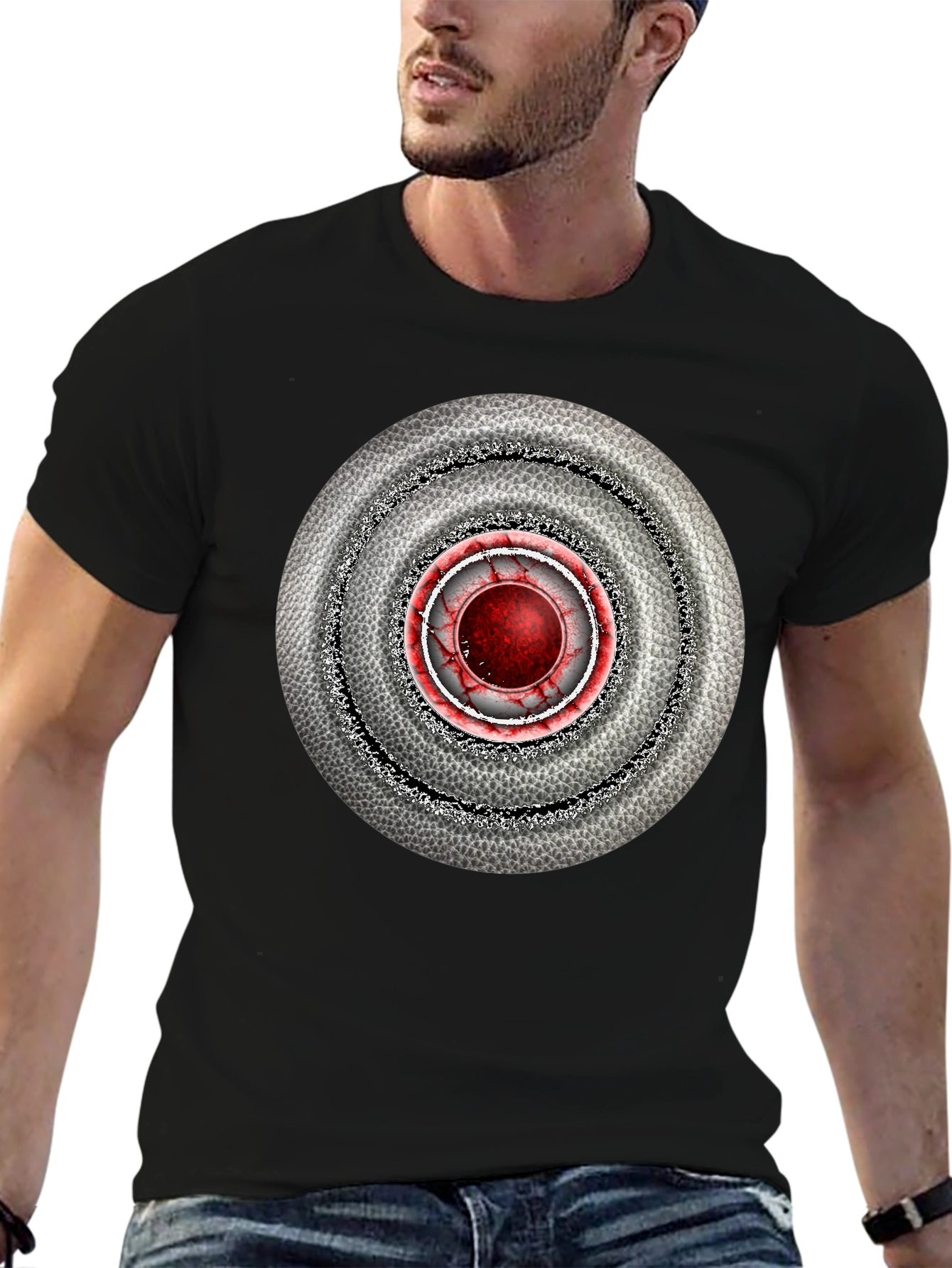 Abstract Target Graphic Mens Black T-Shirt