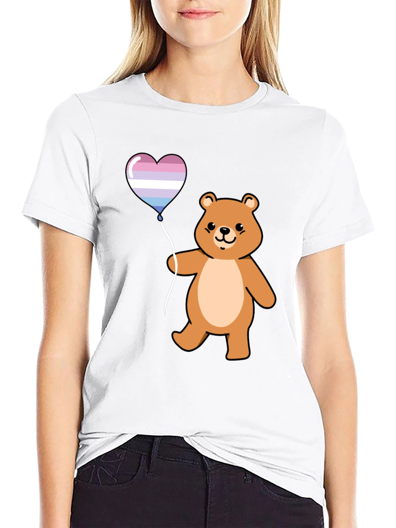 Bear Heart Balloon Graphic T-Shirt