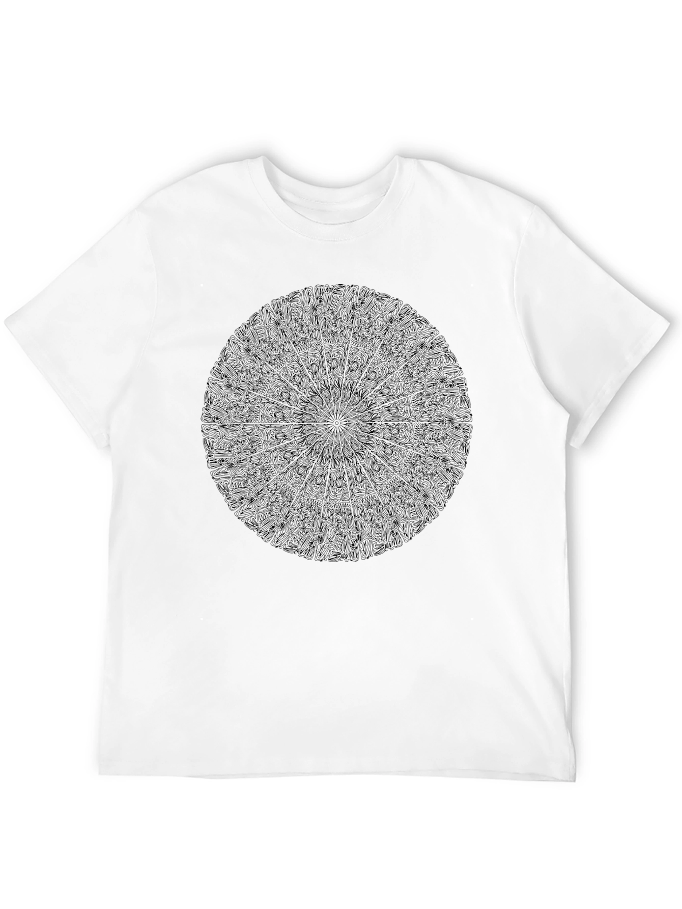 Black Mandala Graphic Tee - Stylish Crew Neck