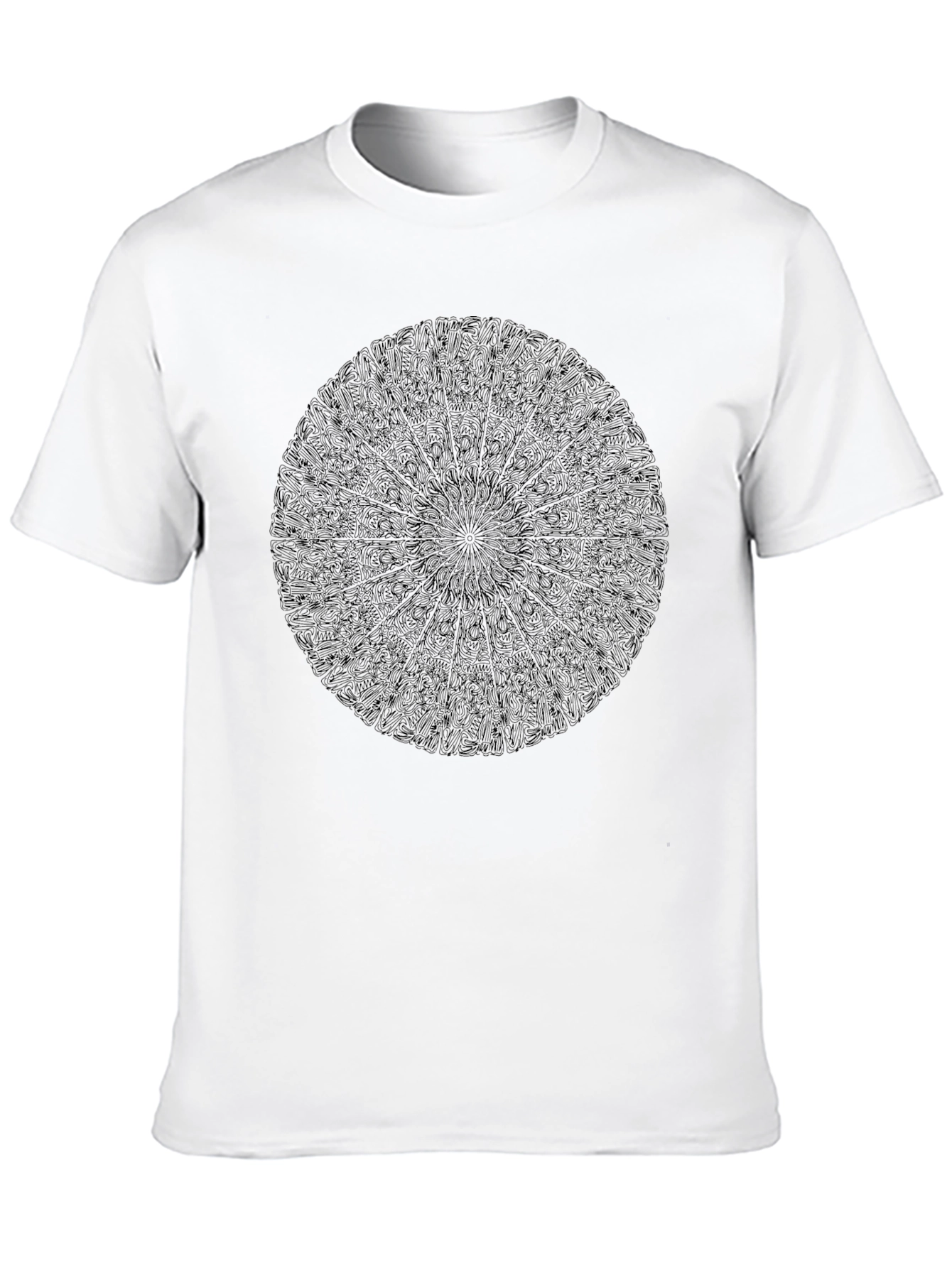 Black Mandala Graphic Tee - Stylish Crew Neck