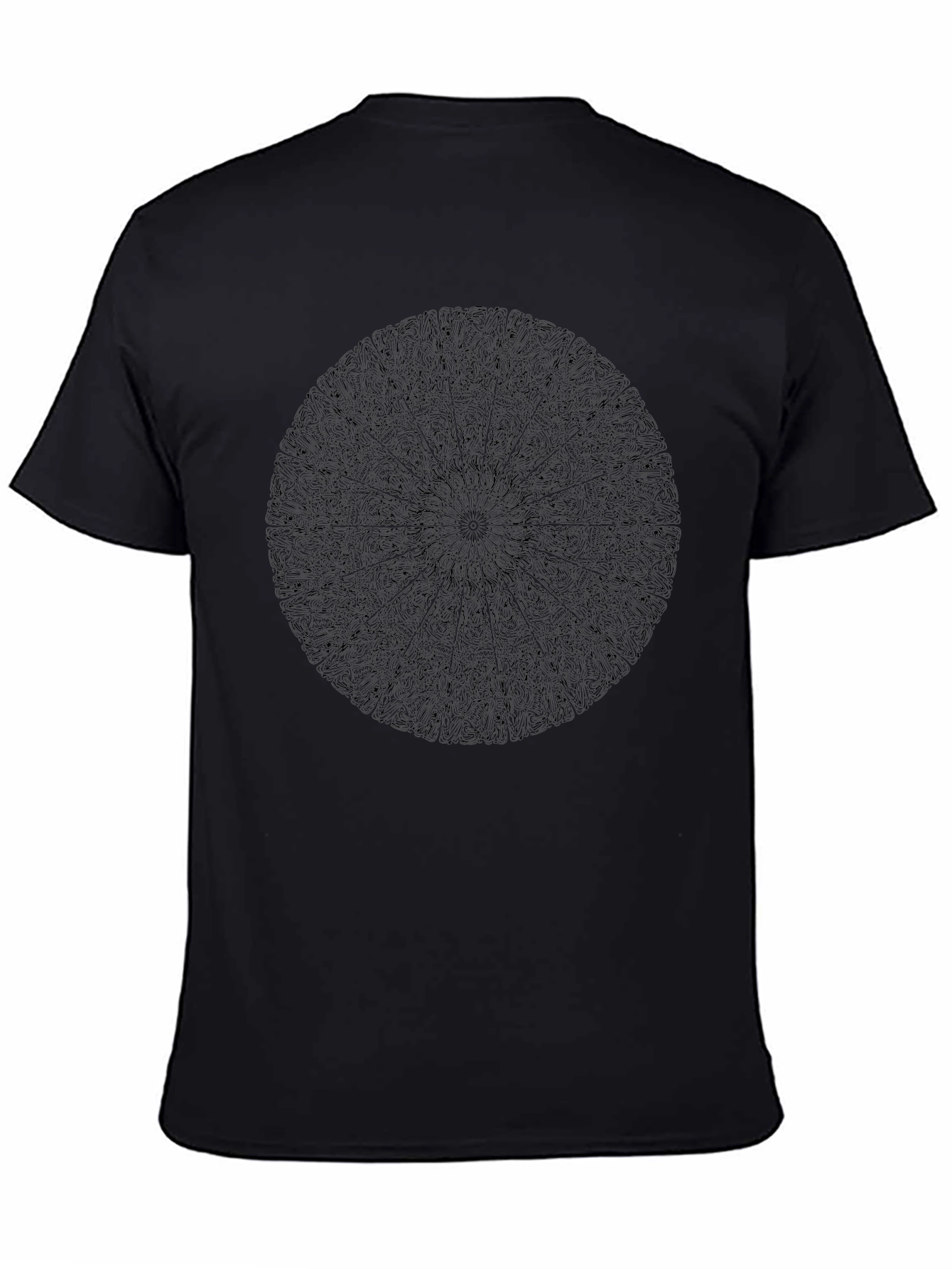 Black Mandala Graphic Tee - Stylish Crew Neck