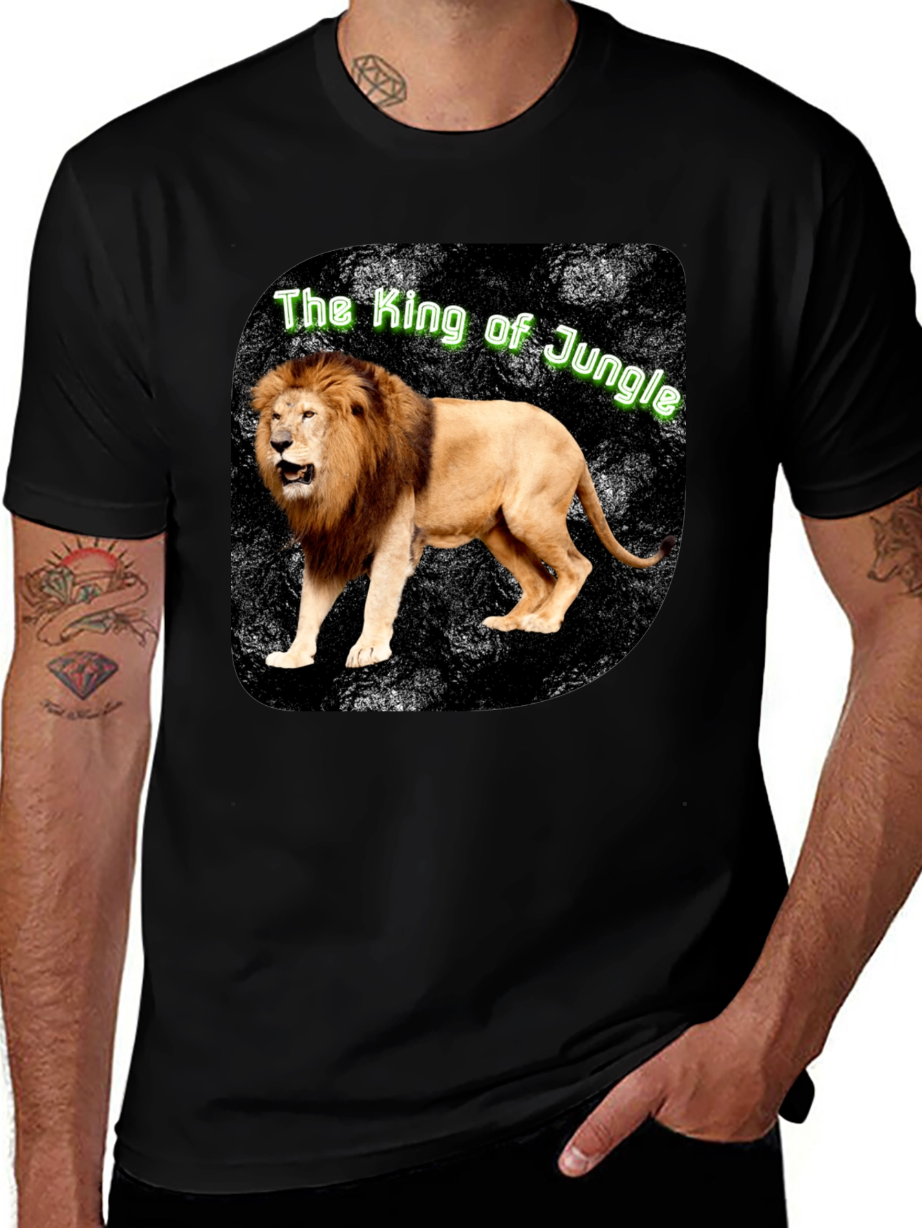 King of the Jungle Lion Graphic Tee - Black