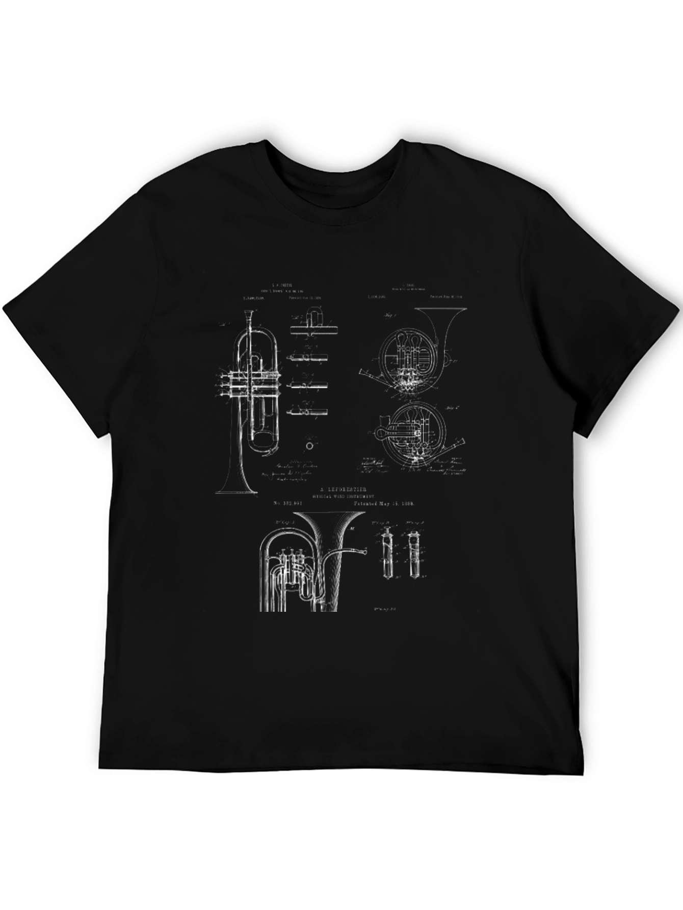 Musical Instrument Blueprint Graphic Tee