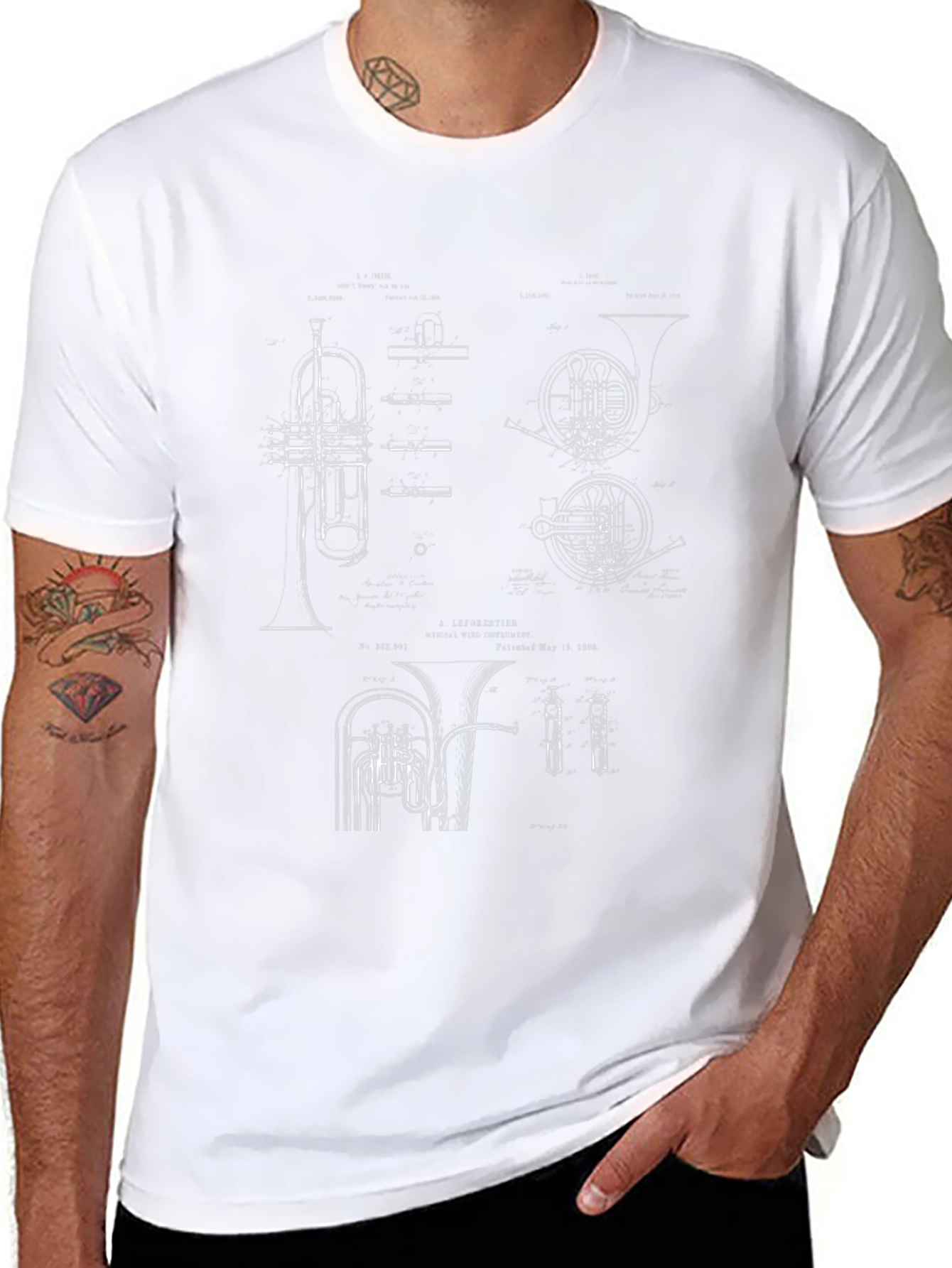 Musical Instrument Blueprint Graphic Tee