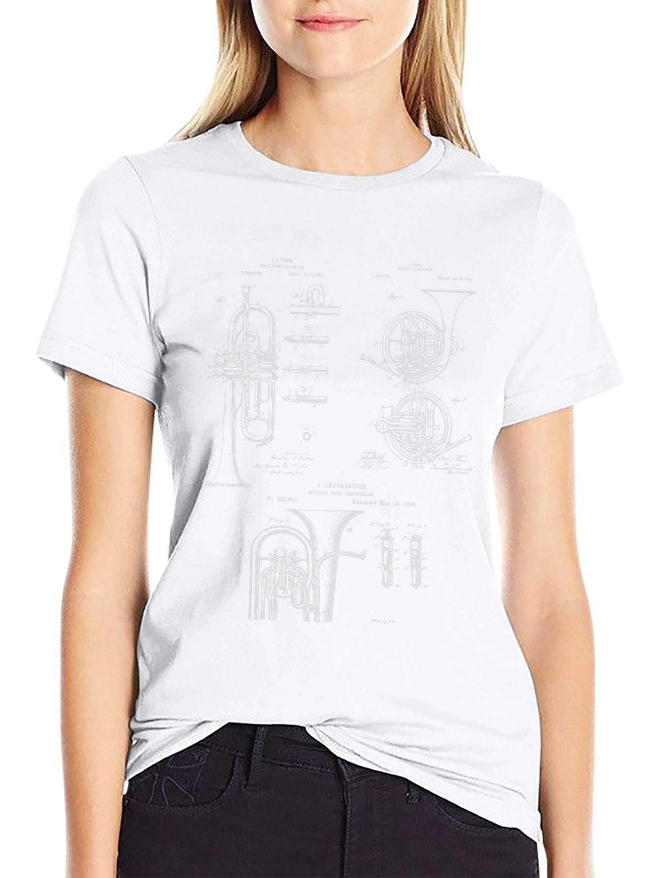 Musical Instrument Blueprint Graphic Tee