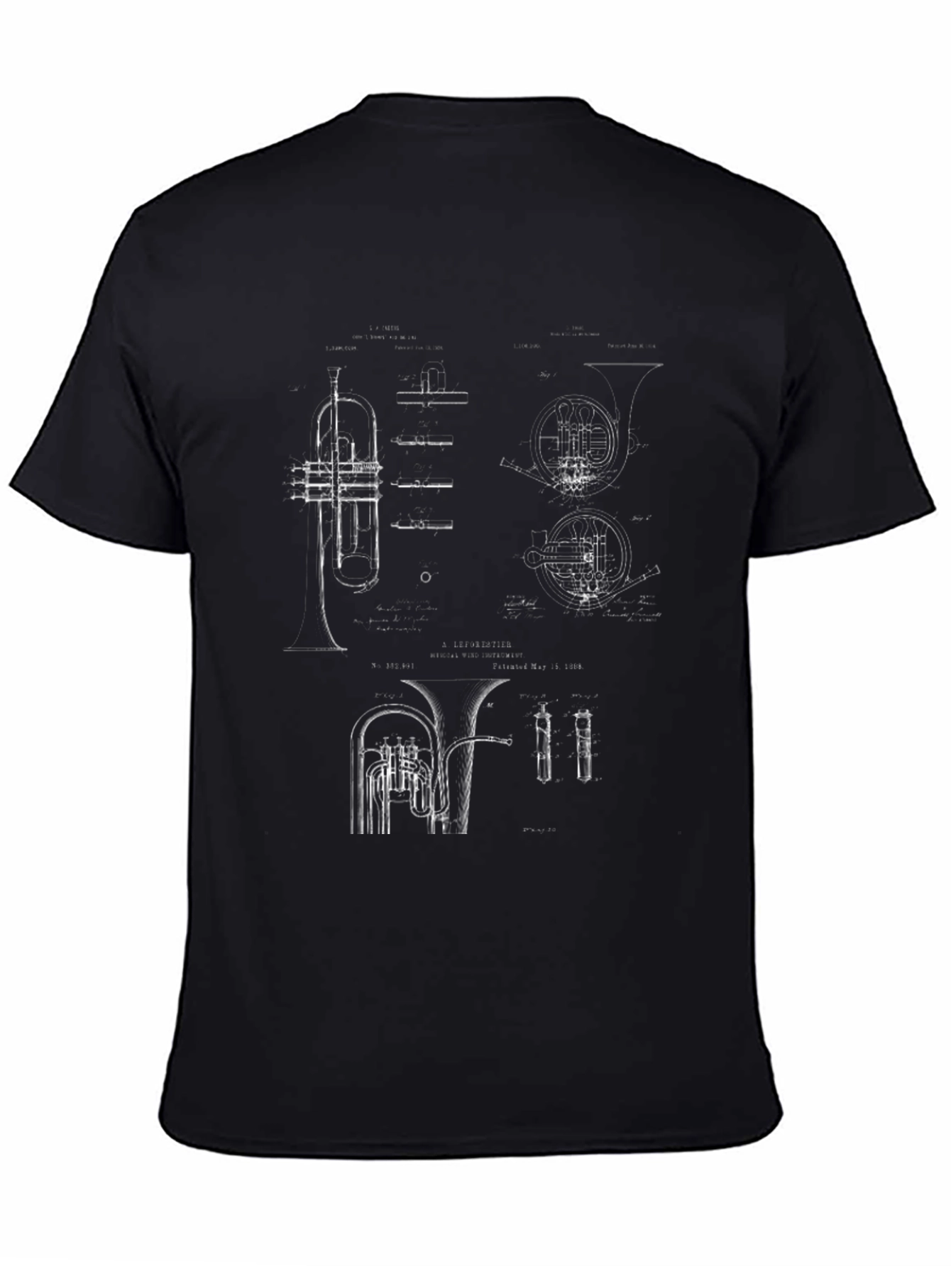 Musical Instrument Blueprint Graphic Tee