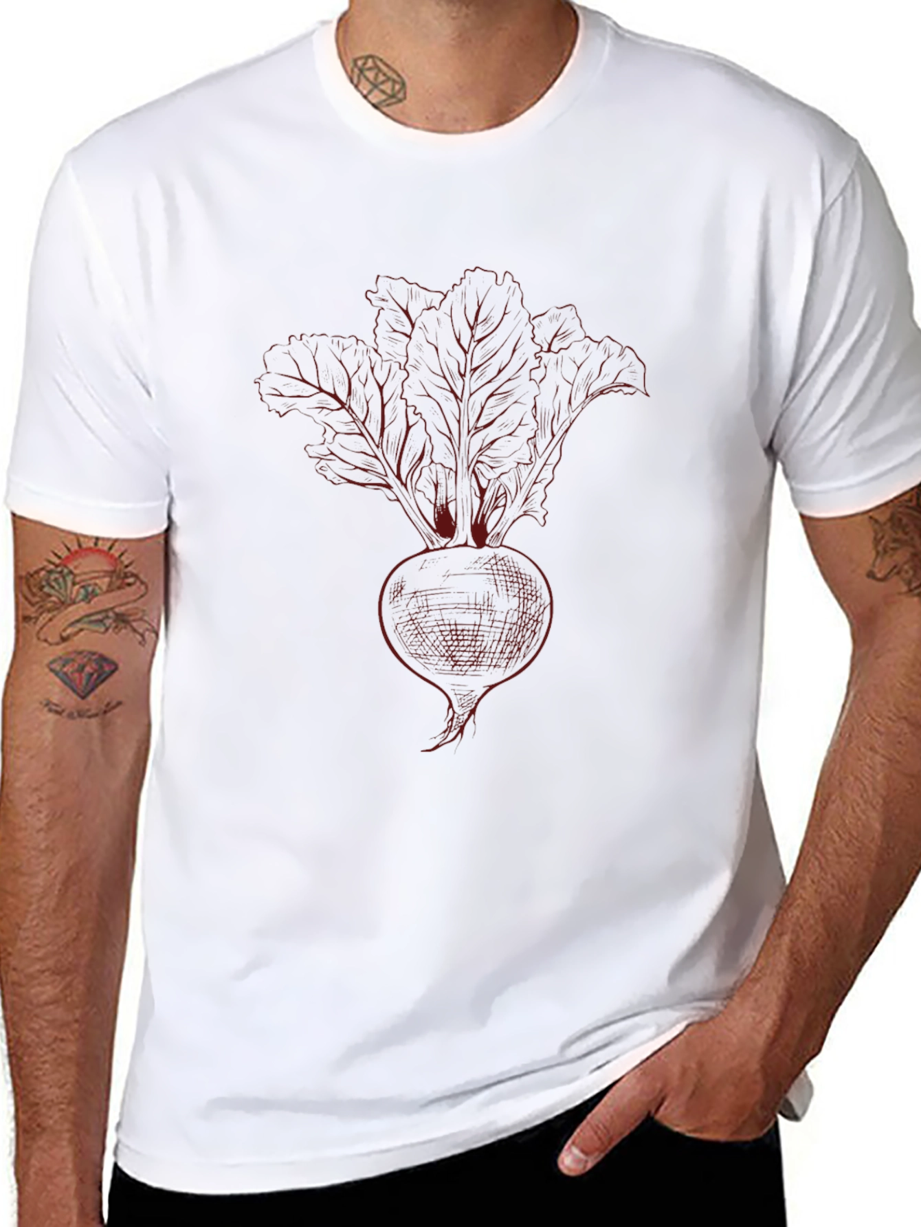 Beetroot Sketch Graphic Tee - Black Cotton T-Shirt