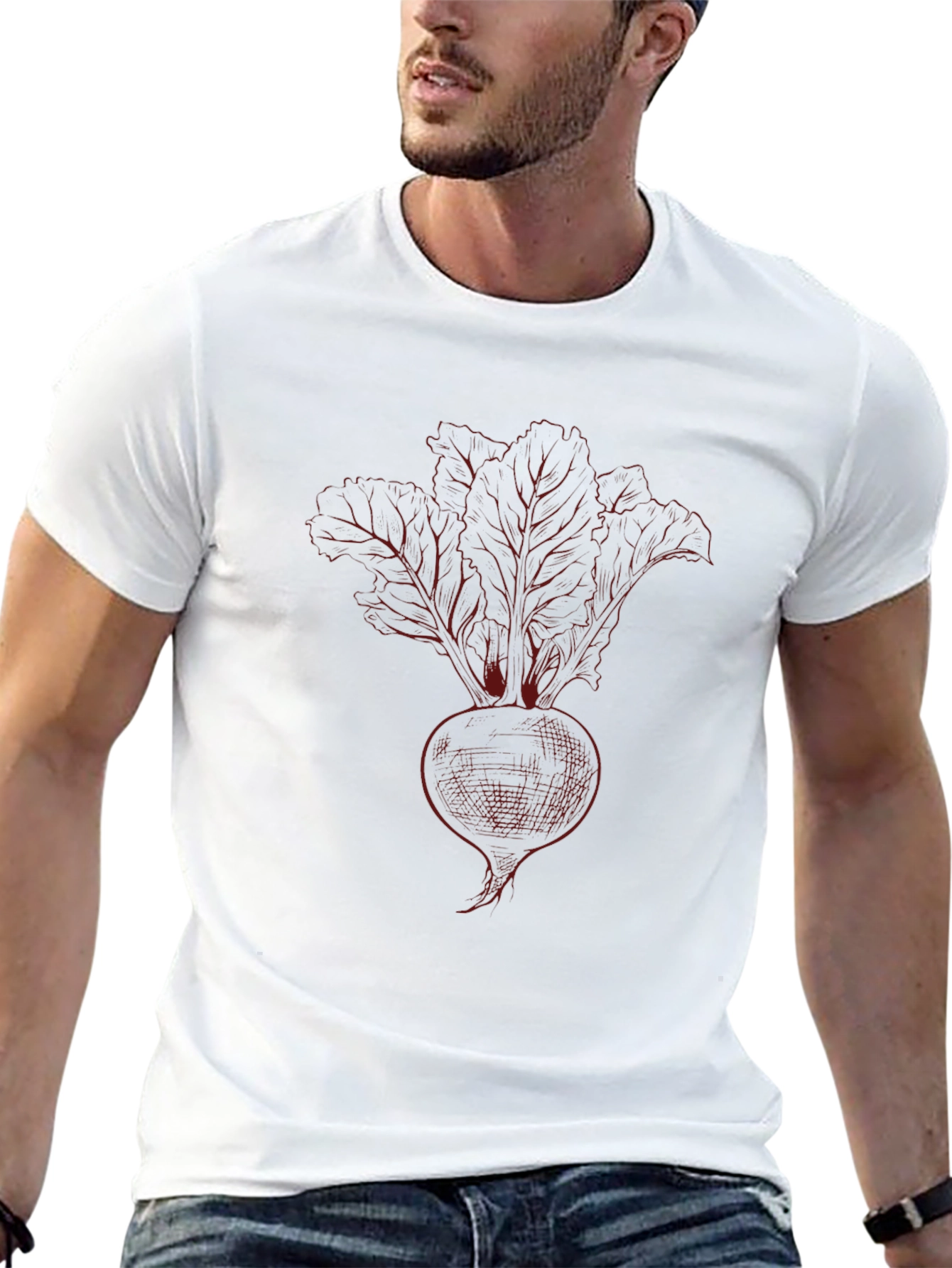 Beetroot Sketch Graphic Tee - Black Cotton T-Shirt