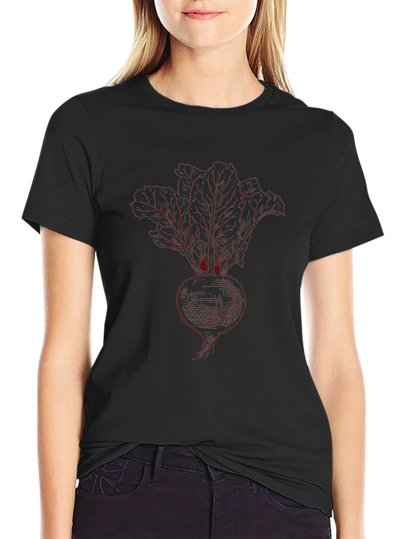 Beetroot Sketch Graphic Tee - Black Cotton T-Shirt