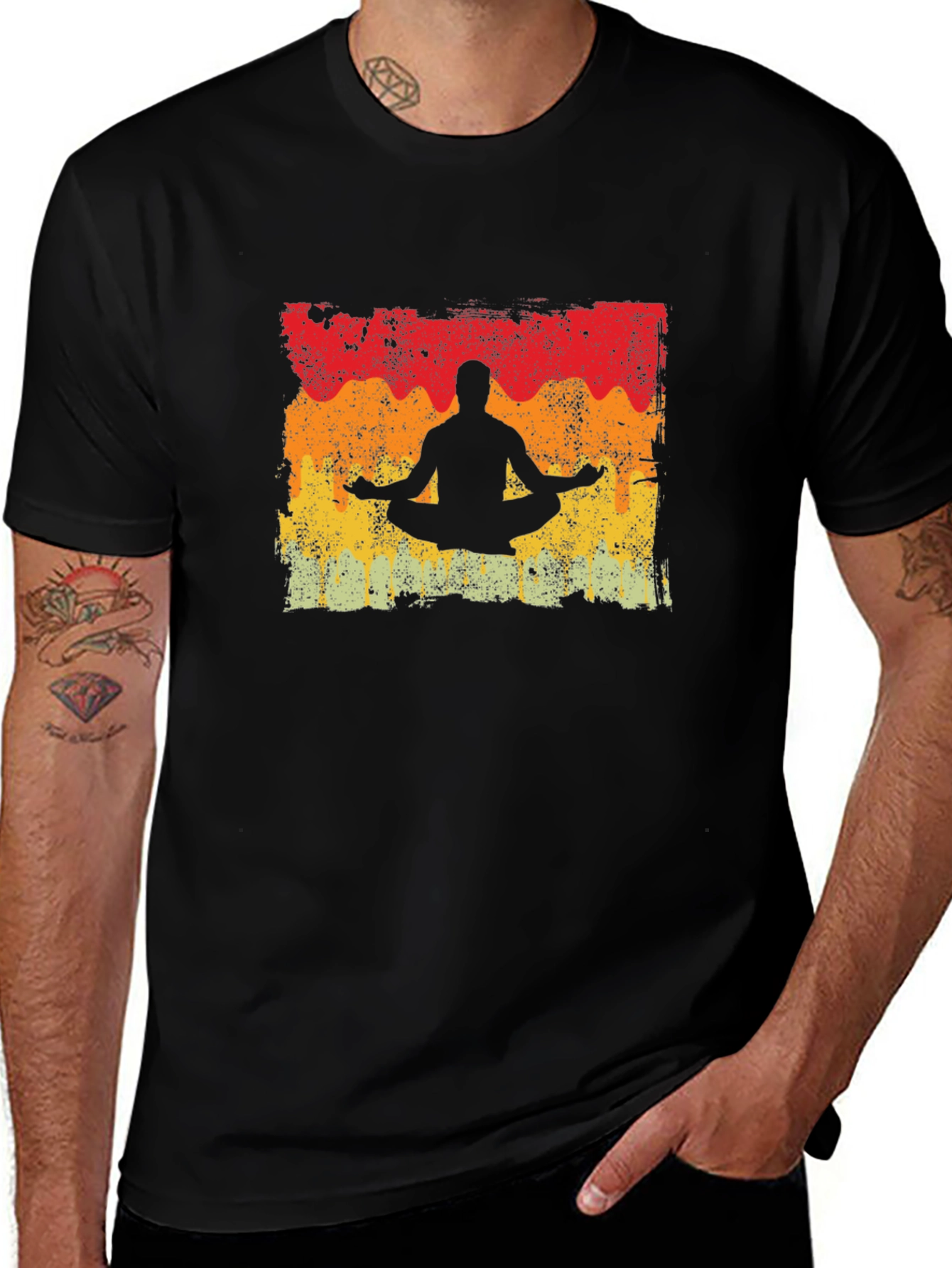 Yoga Pose Graphic T-Shirt - Mens Black Tee