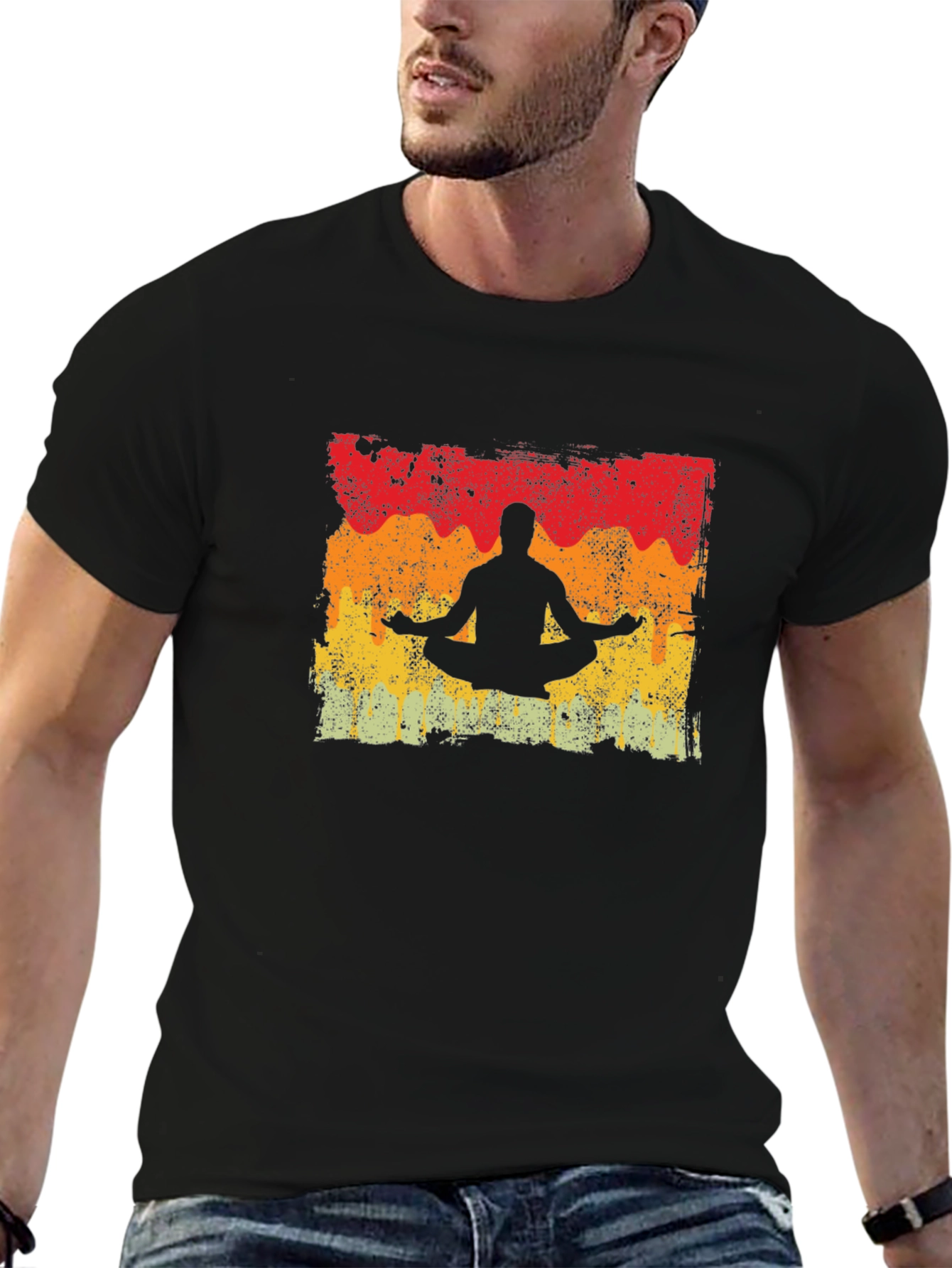 Yoga Pose Graphic T-Shirt - Mens Black Tee