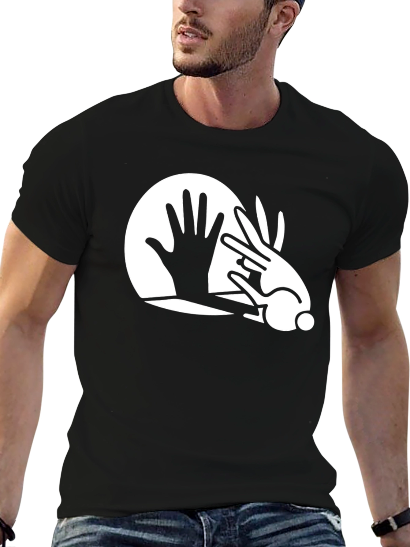 Magic Trick Tee: Hand & Rabbit Illusion Graphic T-Shirt