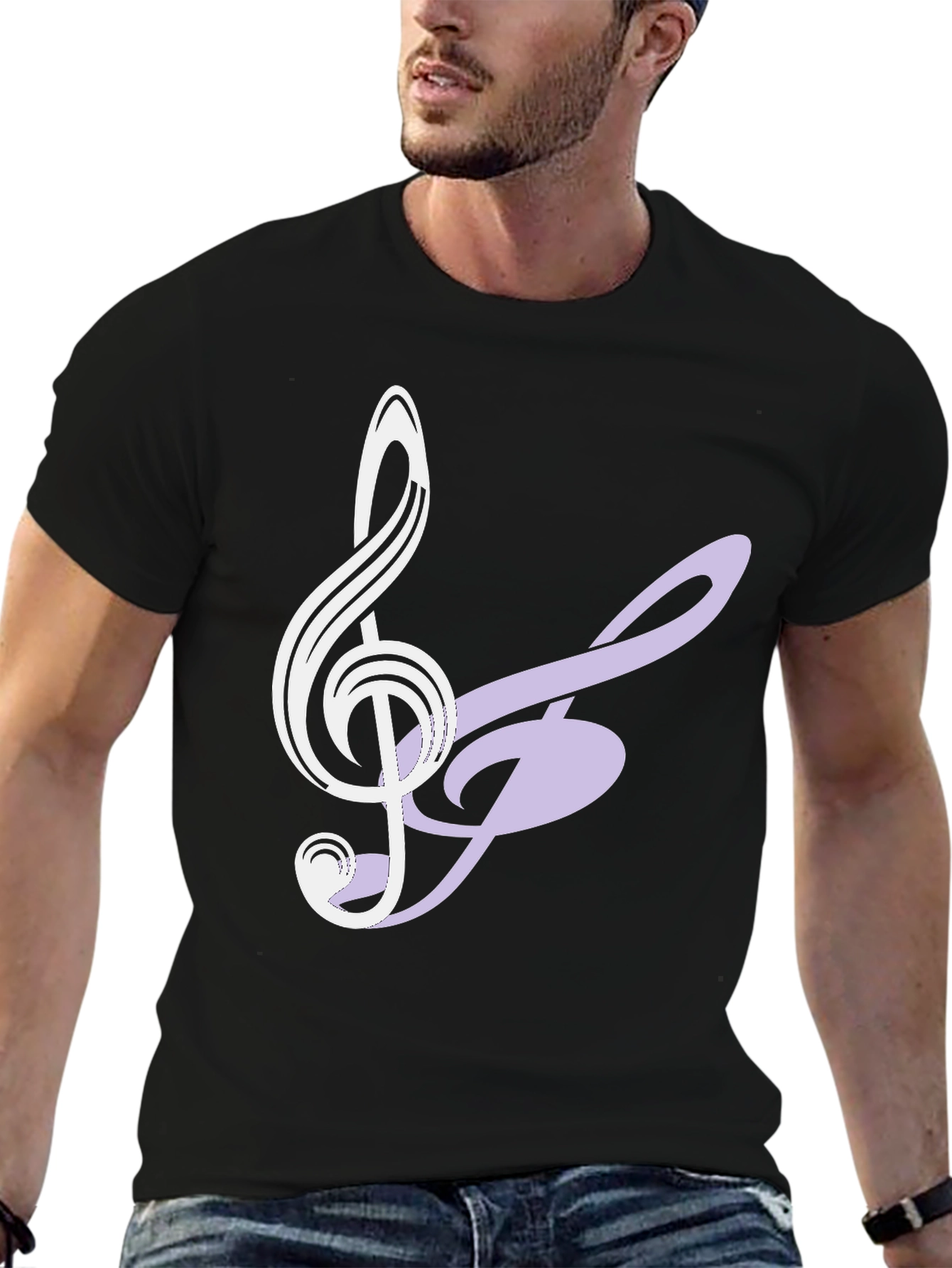 Musical Note Graphic Tee - Trendy Black T-Shirt