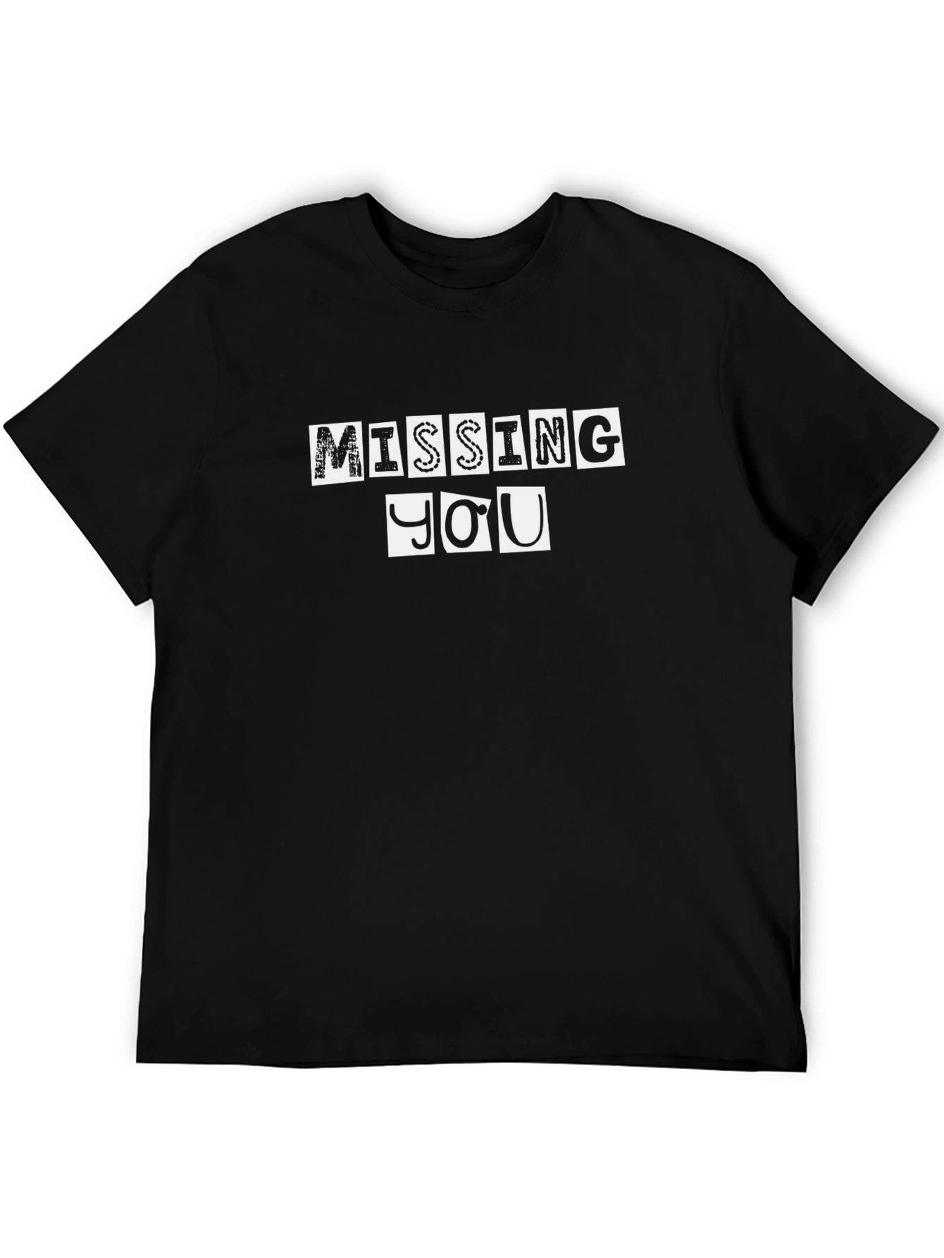 Missing You Graphic T-Shirt - Mens Black Cotton Tee