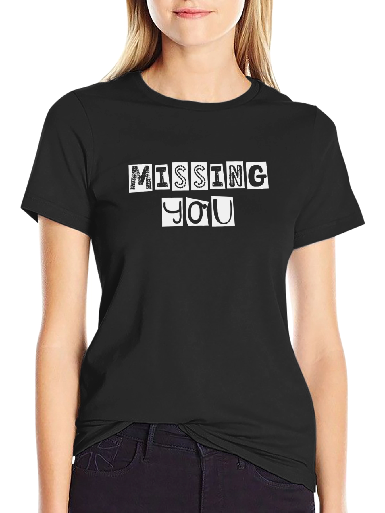 Missing You Graphic T-Shirt - Mens Black Cotton Tee