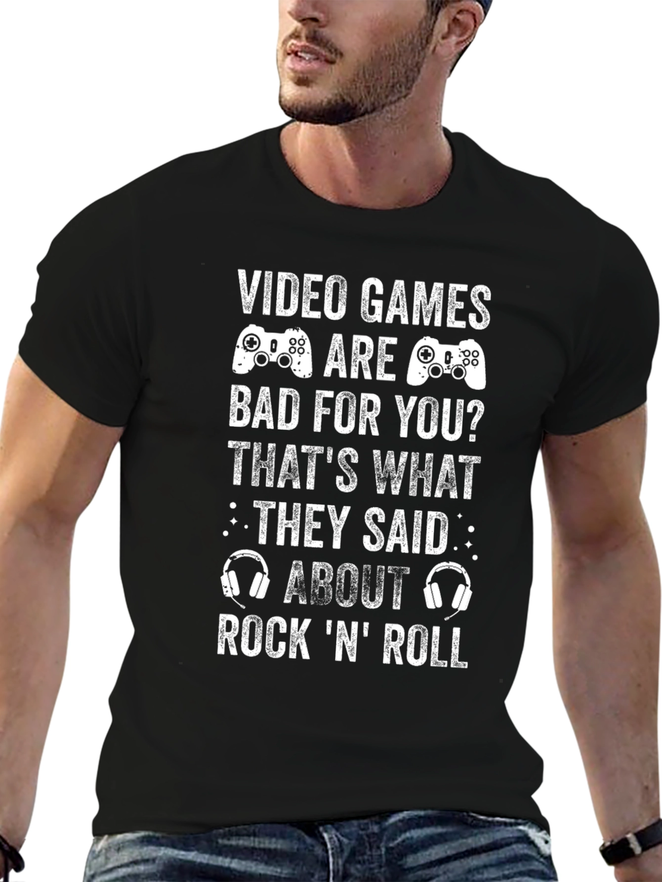 Video Games Rock N Roll Graphic T-Shirt