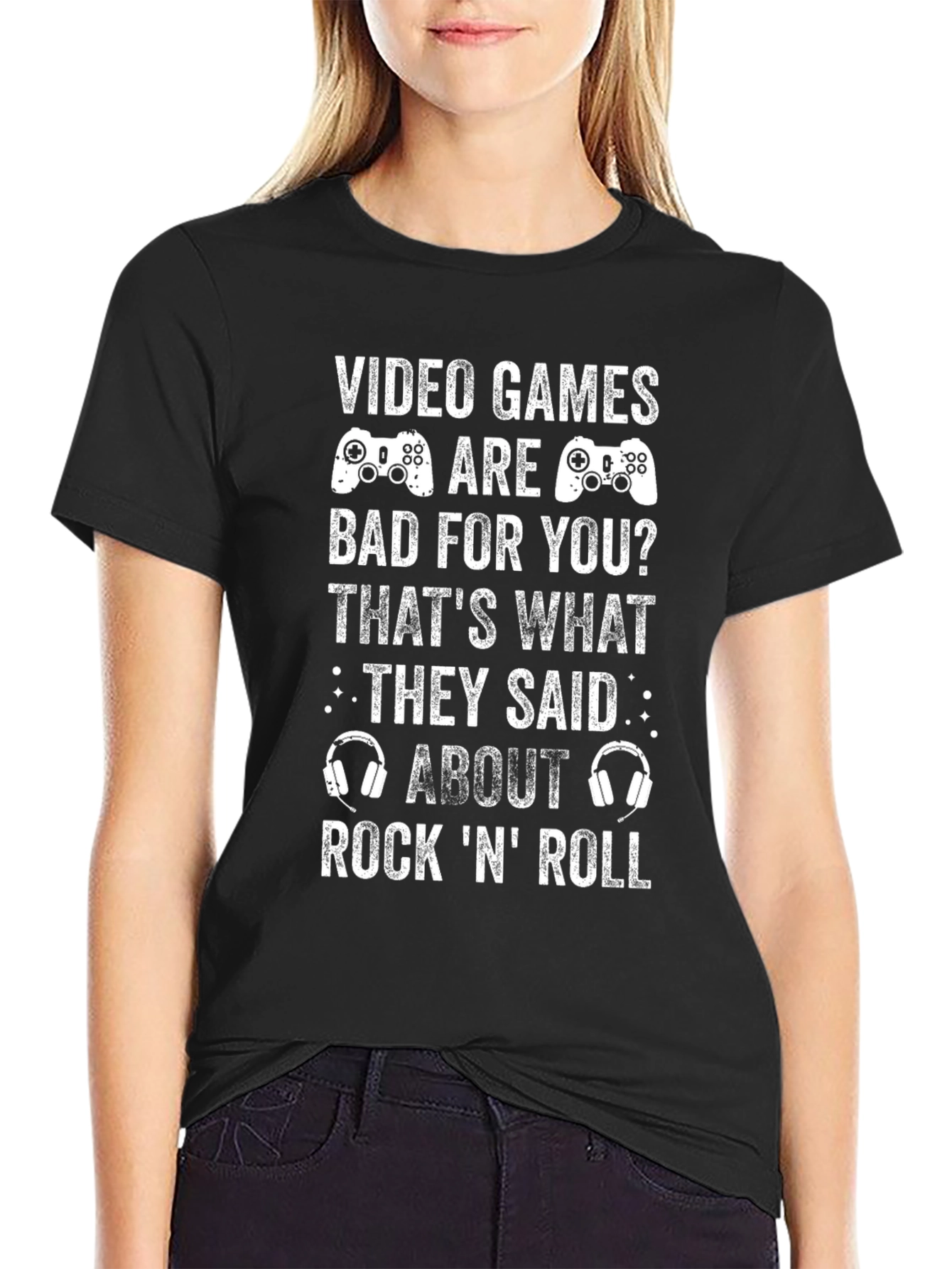 Video Games Rock N Roll Graphic T-Shirt