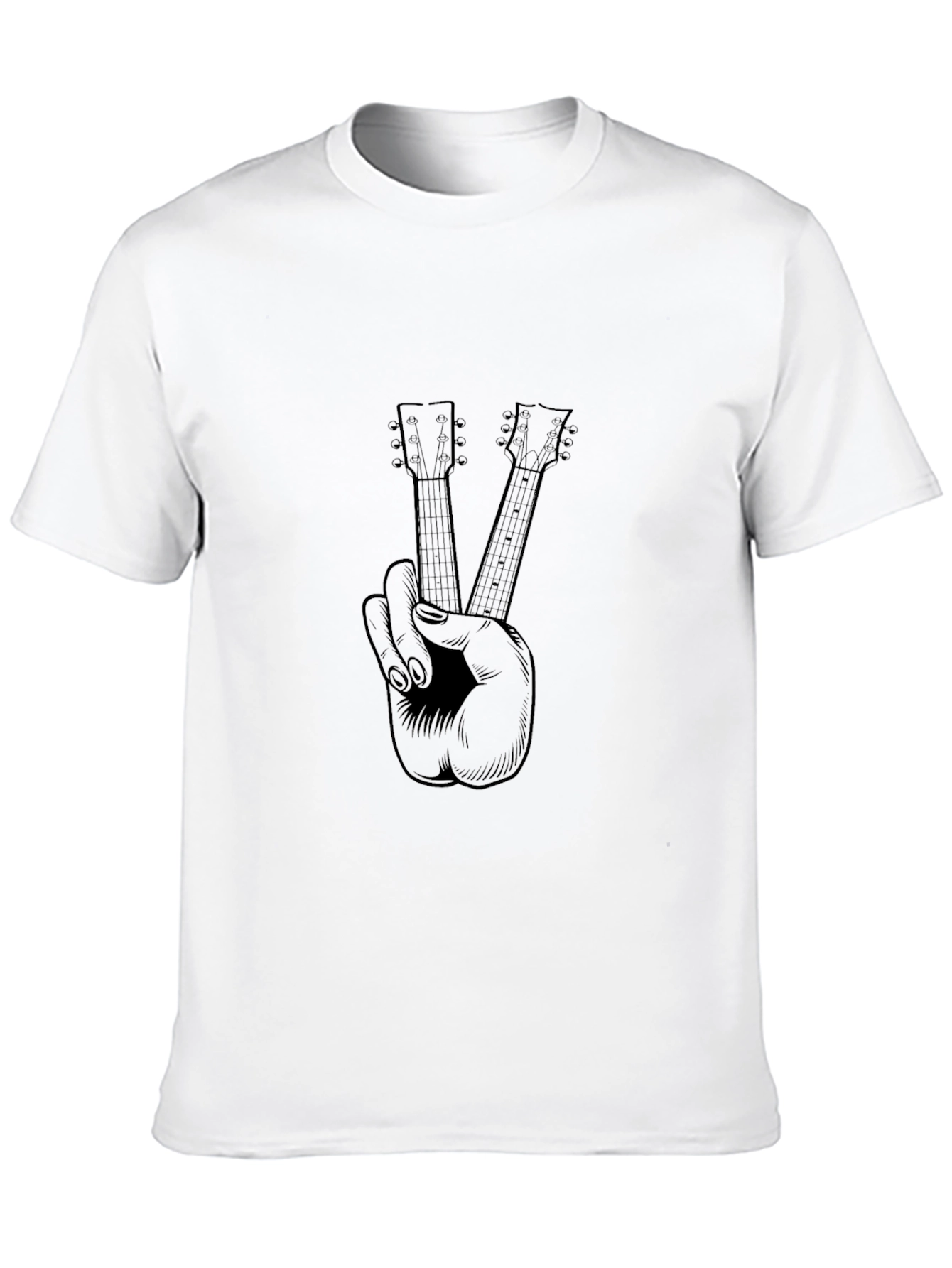 Guitar Peace Sign Graphic Tee - Black