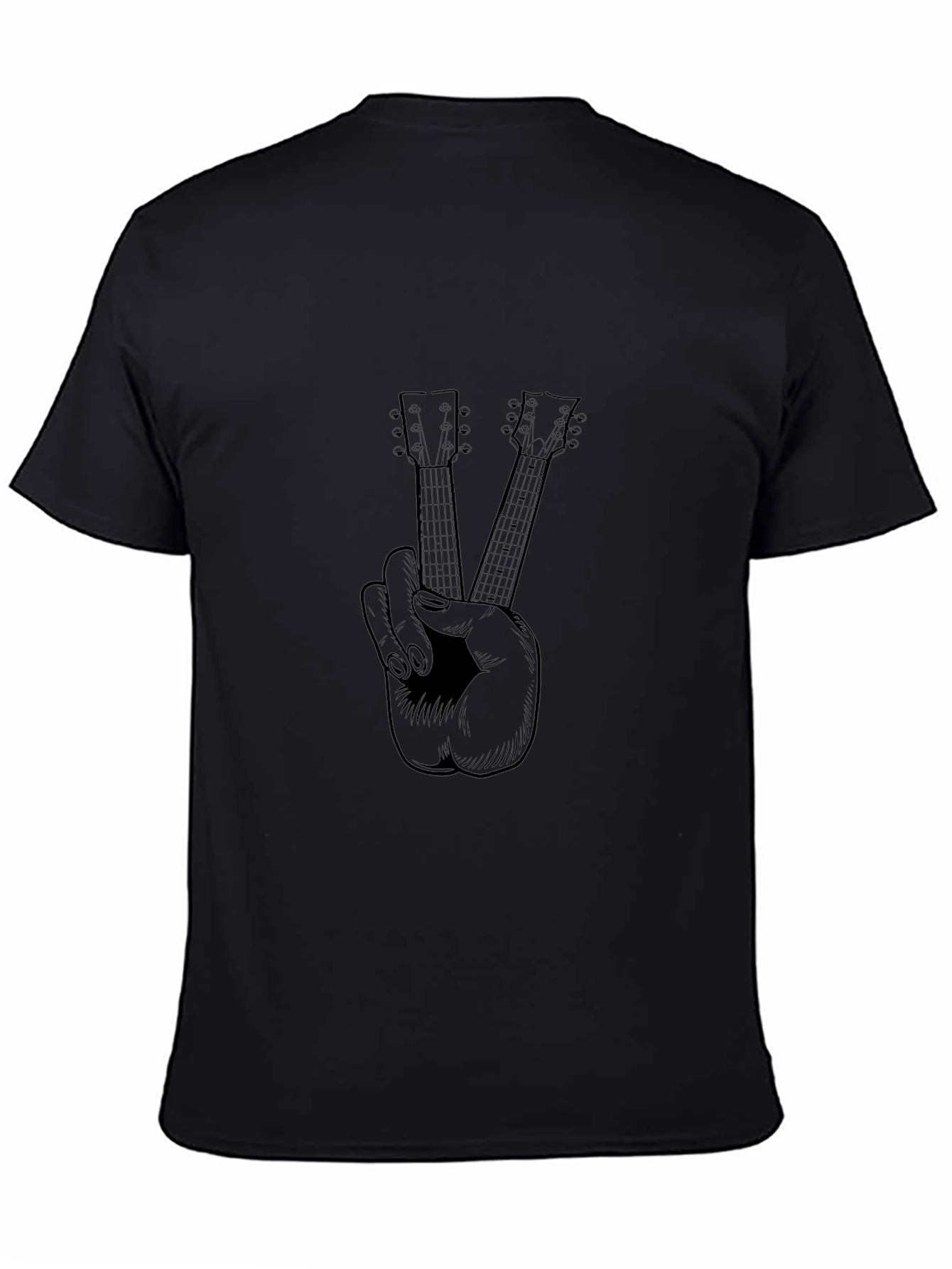 Guitar Peace Sign Graphic Tee - Black
