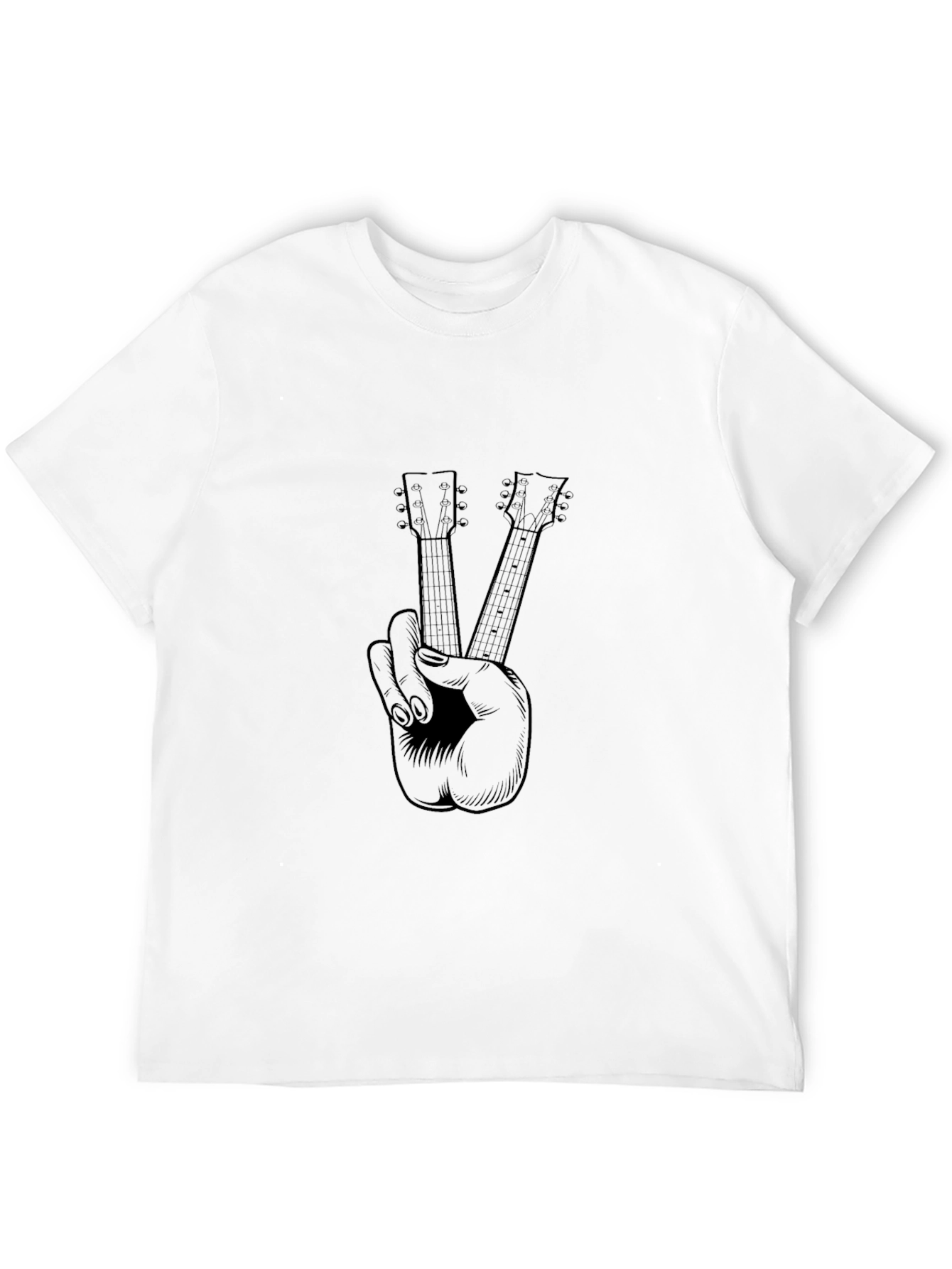 Guitar Peace Sign Graphic Tee - Black