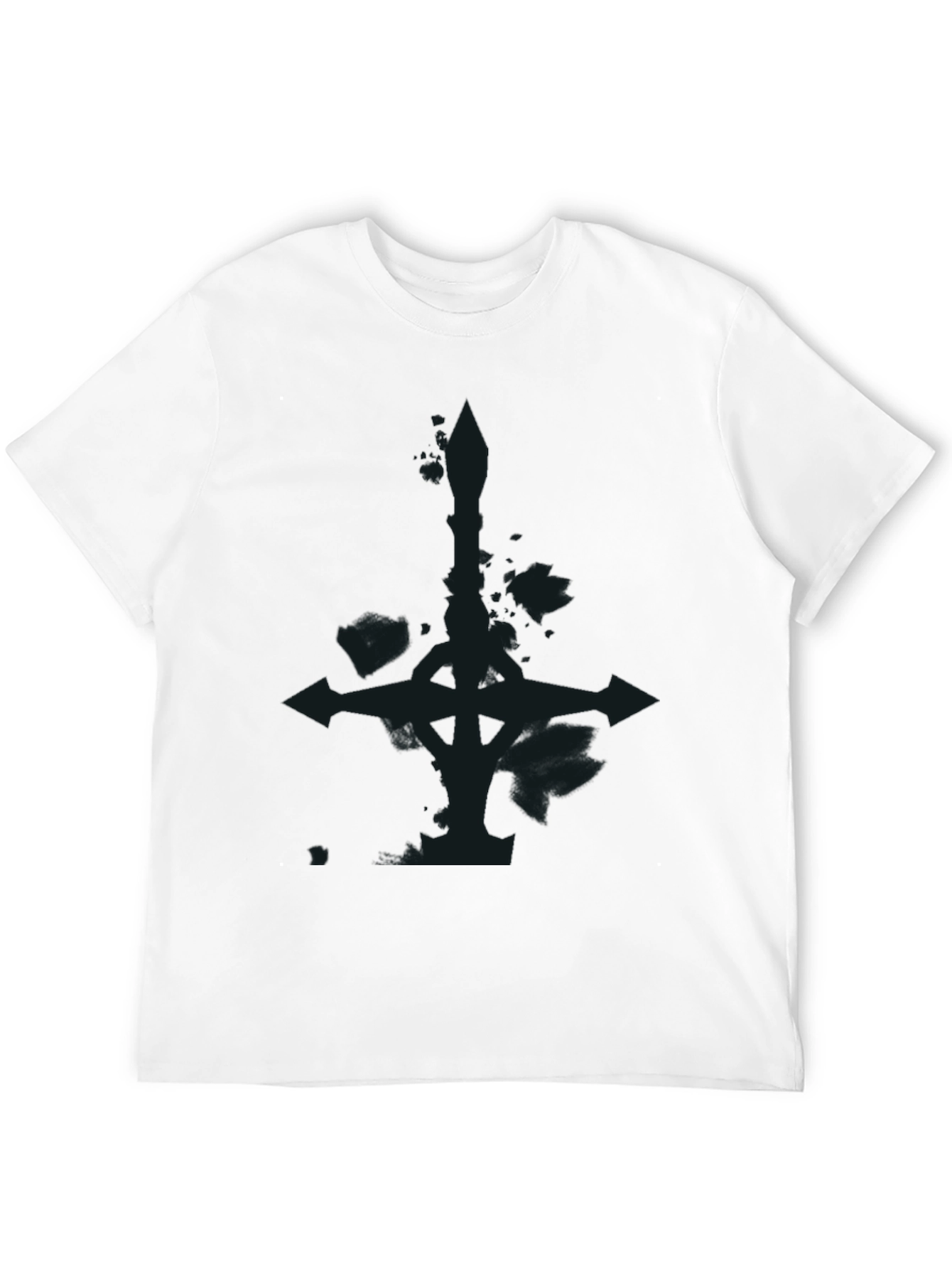 Mens Black Graphic Tee - Inverted Cross Design