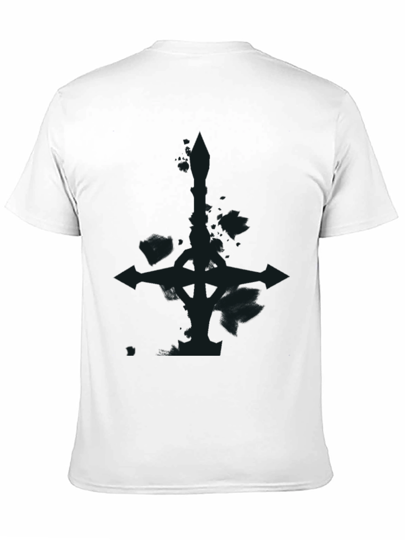 Mens Black Graphic Tee - Inverted Cross Design