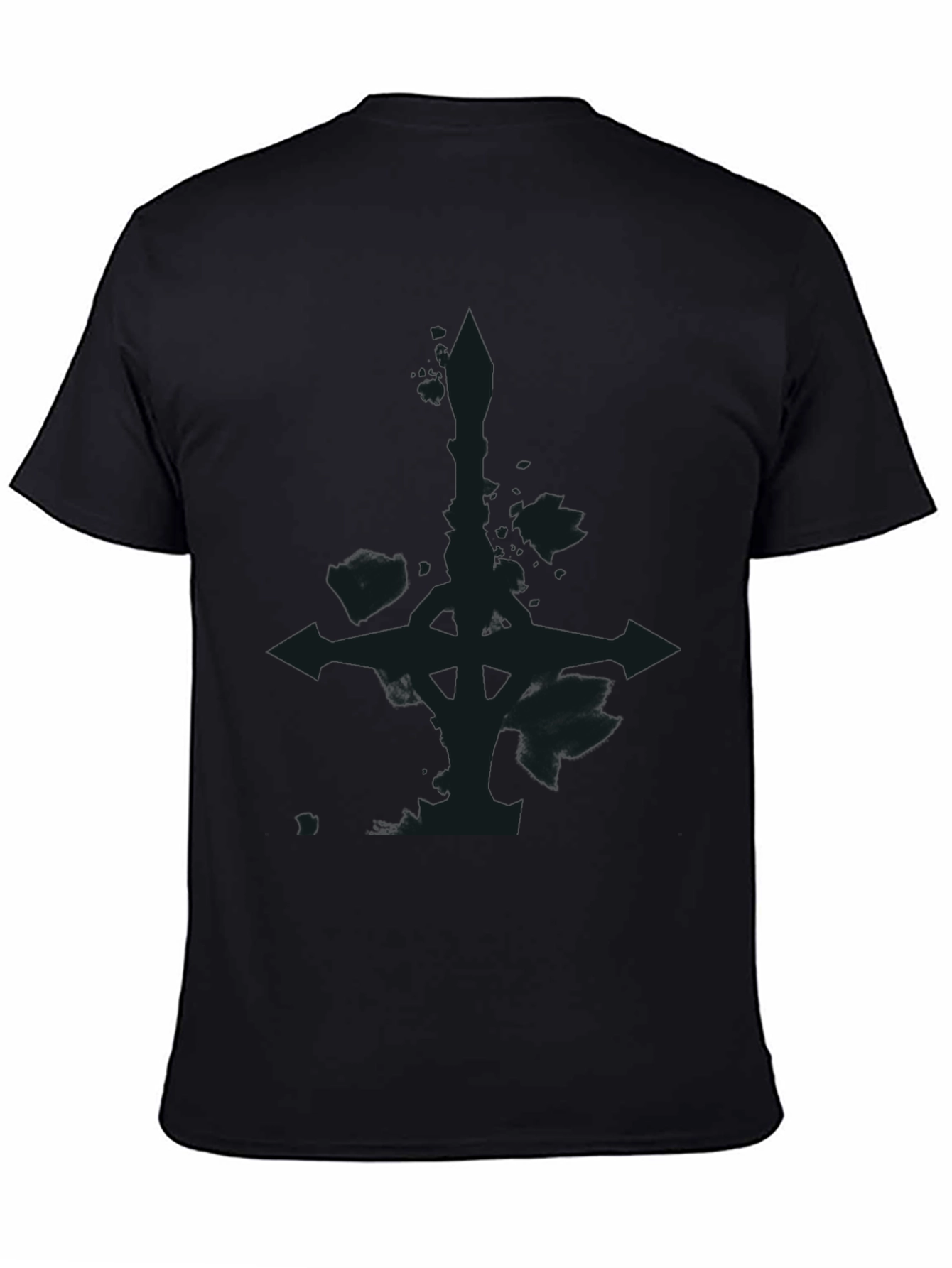 Mens Black Graphic Tee - Inverted Cross Design