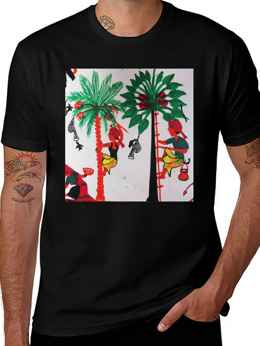 Artistic Print Black T-Shirt