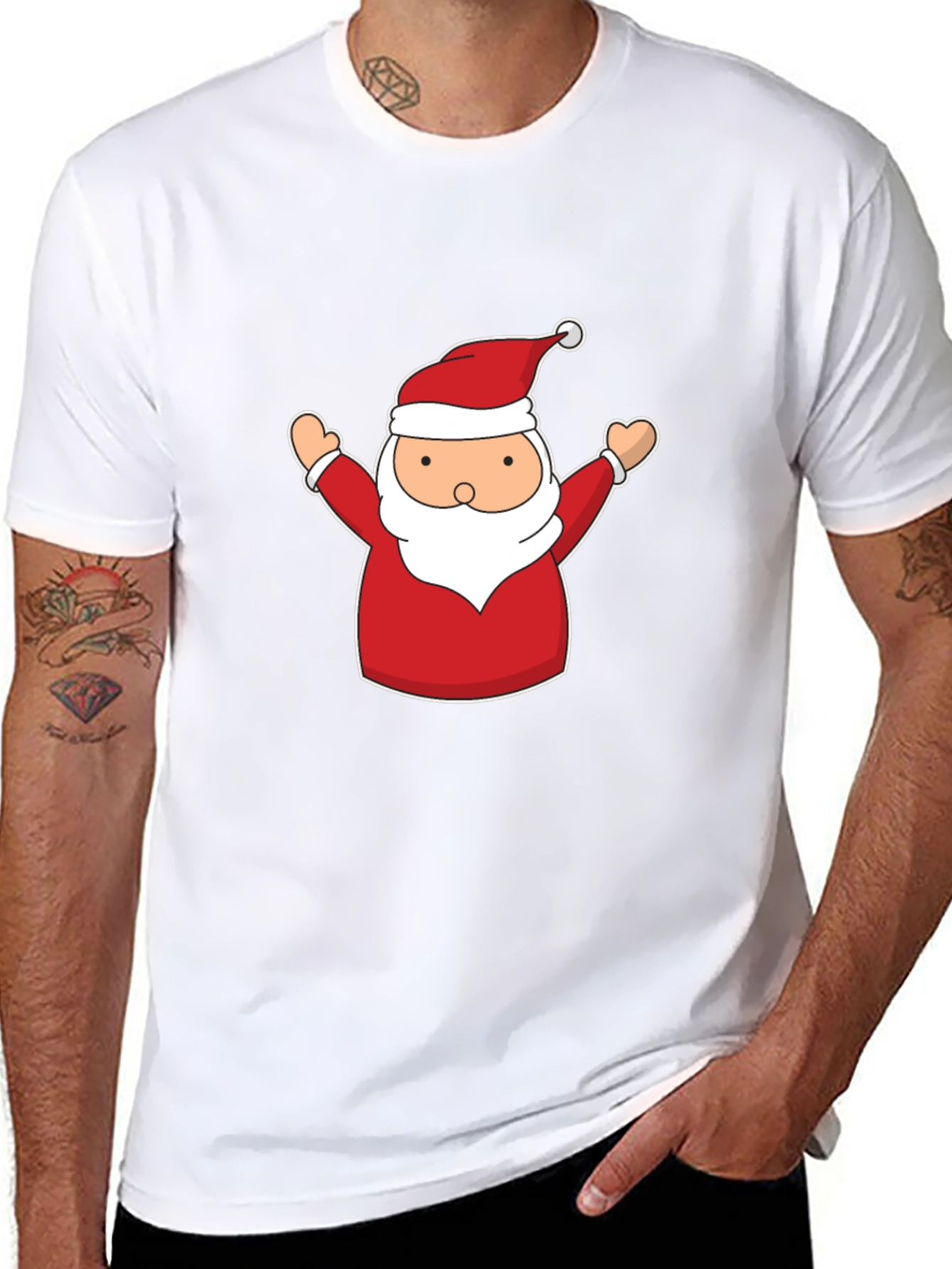 Festive Santa Claus Graphic Tee - Black