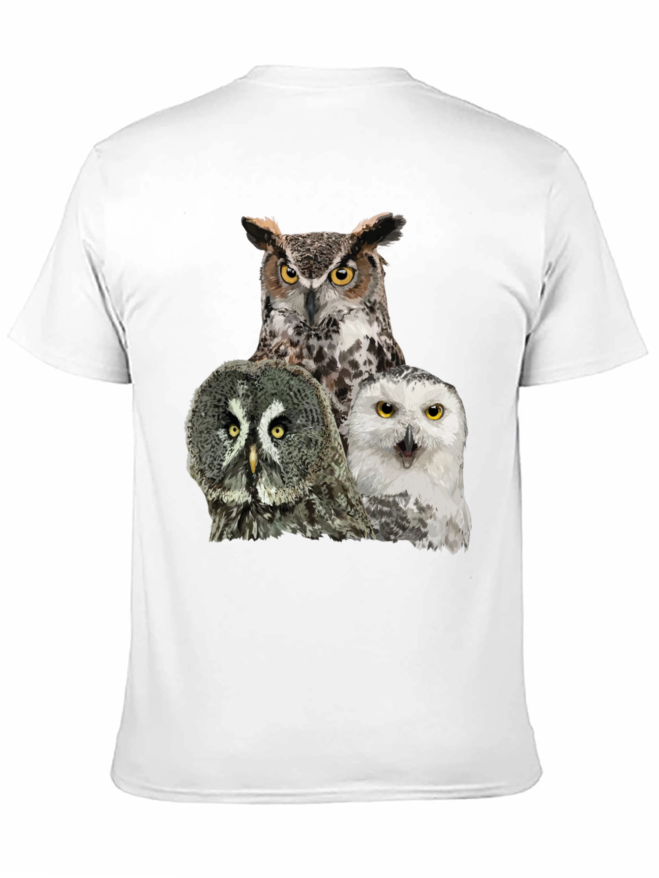 Owl Trio Graphic Tee - Black Cotton T-Shirt