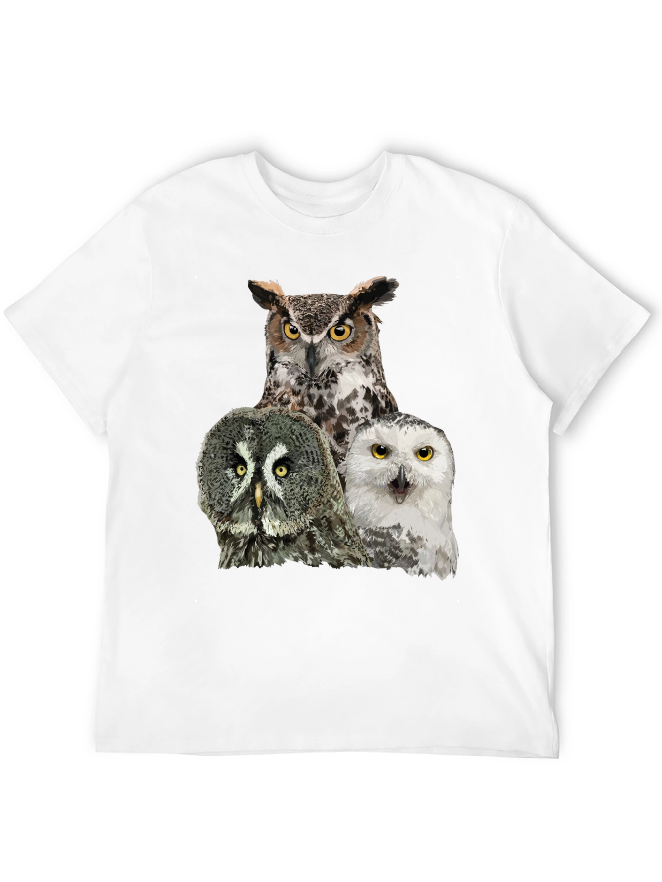 Owl Trio Graphic Tee - Black Cotton T-Shirt