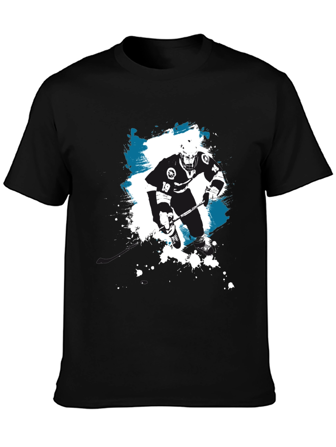 Hockey Player Graphic T-Shirt - Black