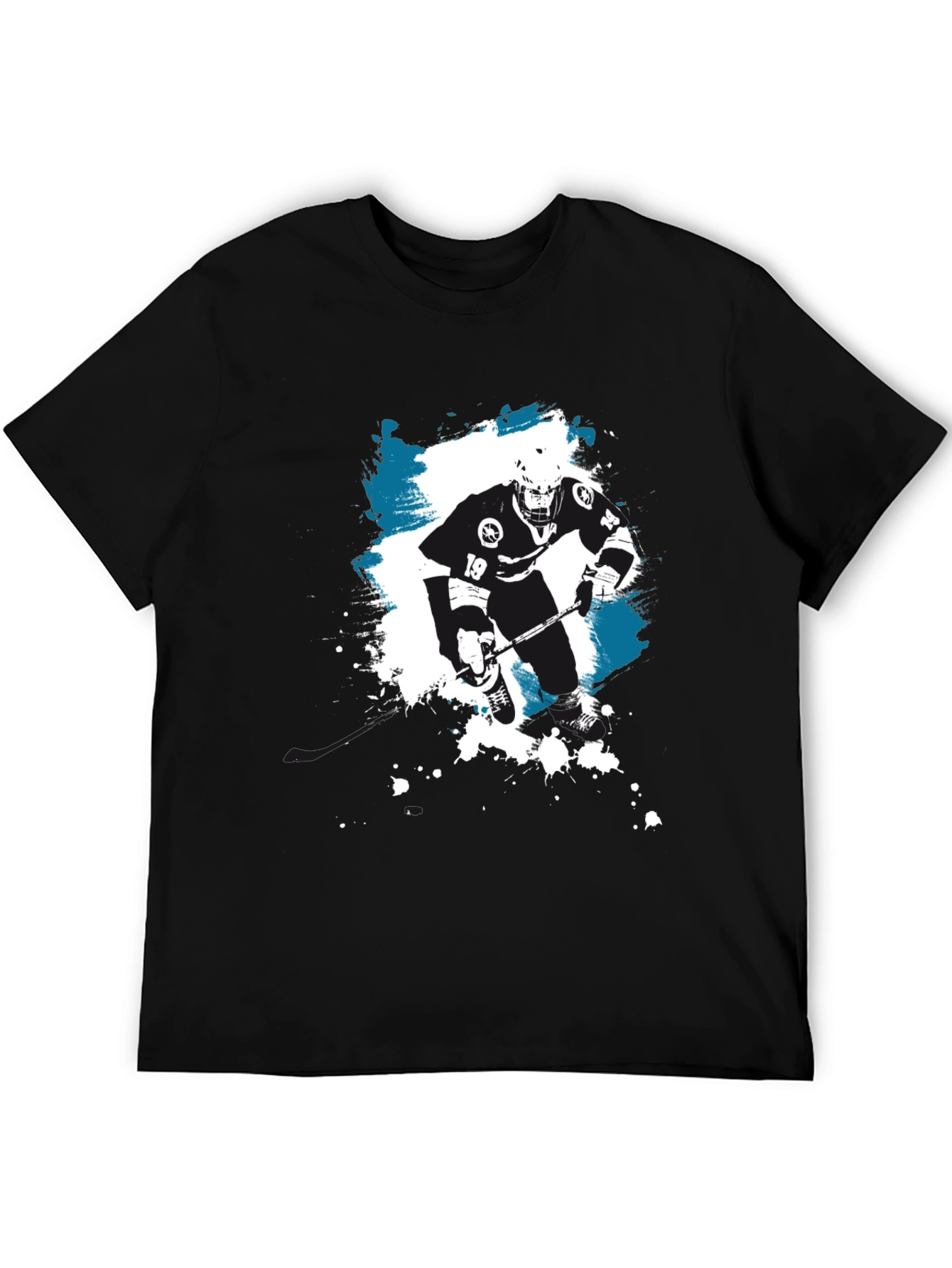 Hockey Player Graphic T-Shirt - Black