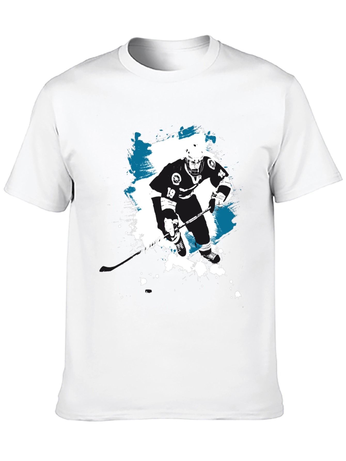 Hockey Player Graphic T-Shirt - Black